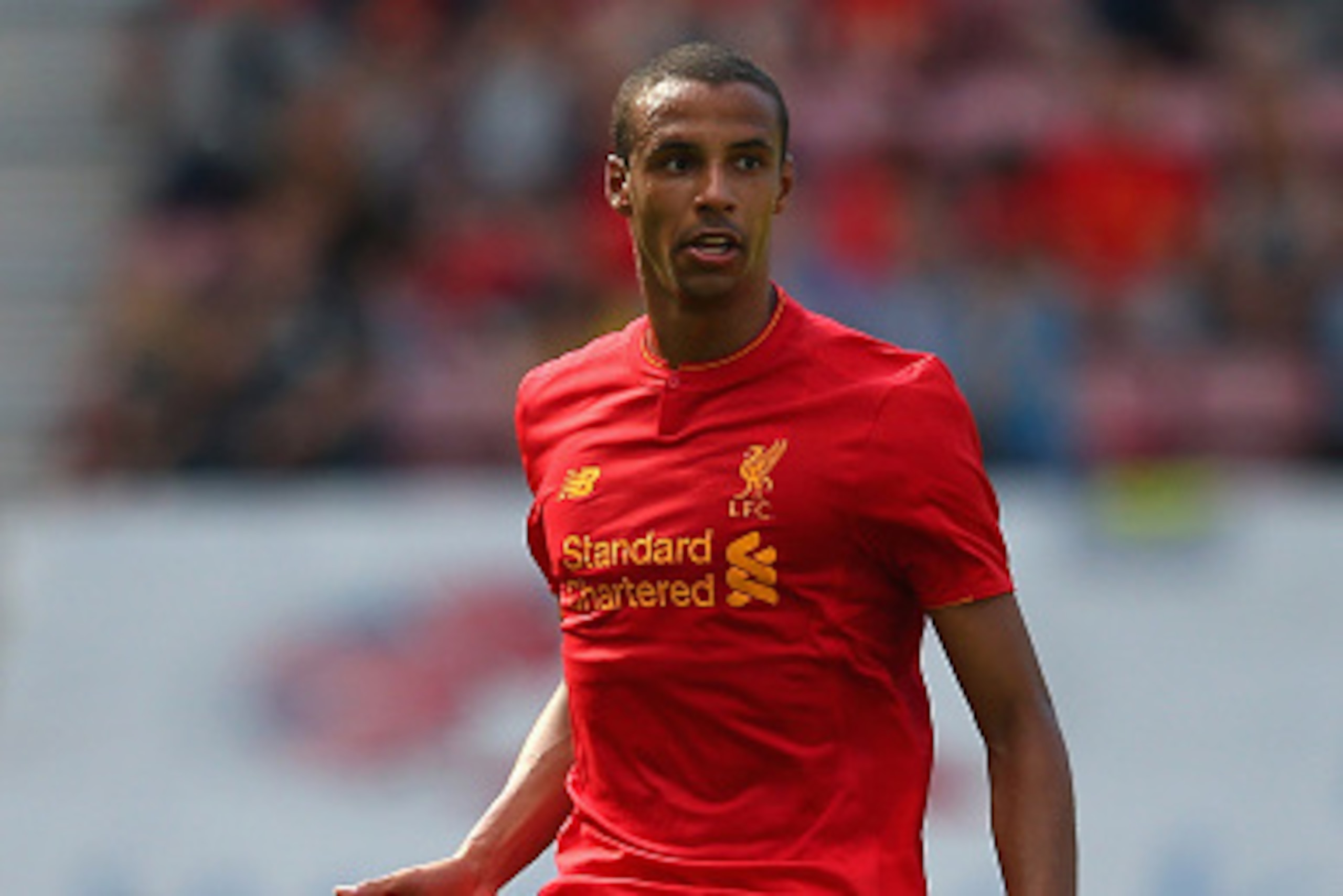 WIGAN, ENGLAND - JULY 17:  Joel Matip of Liverpool during a pre-season friendly between Wigan Athletic and Liverpool at JJB Stadium on July 17, 2016 in Wigan, England.  (Photo by Alex Livesey/Getty Images)