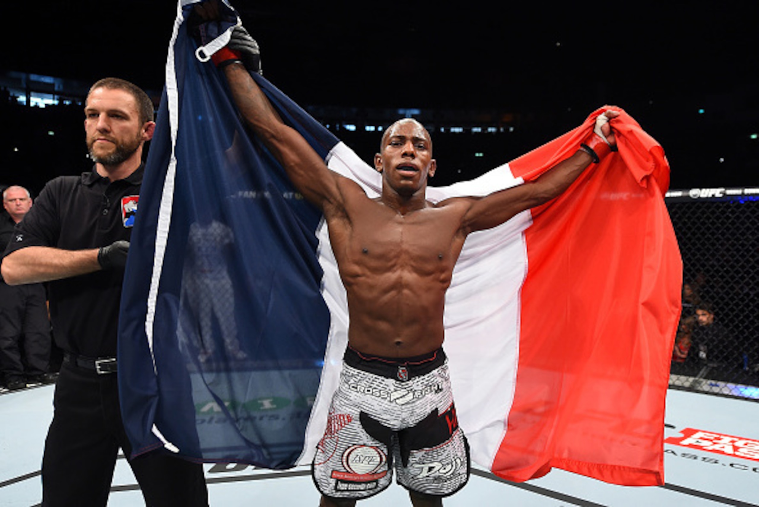 BERLIN, GERMANY - JUNE 20: Taylor Lapilus of France celebrates after defeating Ulka Sasaki of Japan in their bantamweight bout during the UFC Fight Night event at the O2 World on June 20, 2015 in Berlin, Germany. (Photo by Josh Hedges/Zuffa LLC/Zuffa LL BERLIN, GERMANY - JUNE 20: Taylor Lapilus of France celebrates after defeating Ulka Sasaki of Japan in their bantamweight bout during the UFC Fight Night event at the O2 World on June 20, 2015 in Berlin, Germany. (Photo by Josh Hedges/Zuffa LLC/Zuffa LL