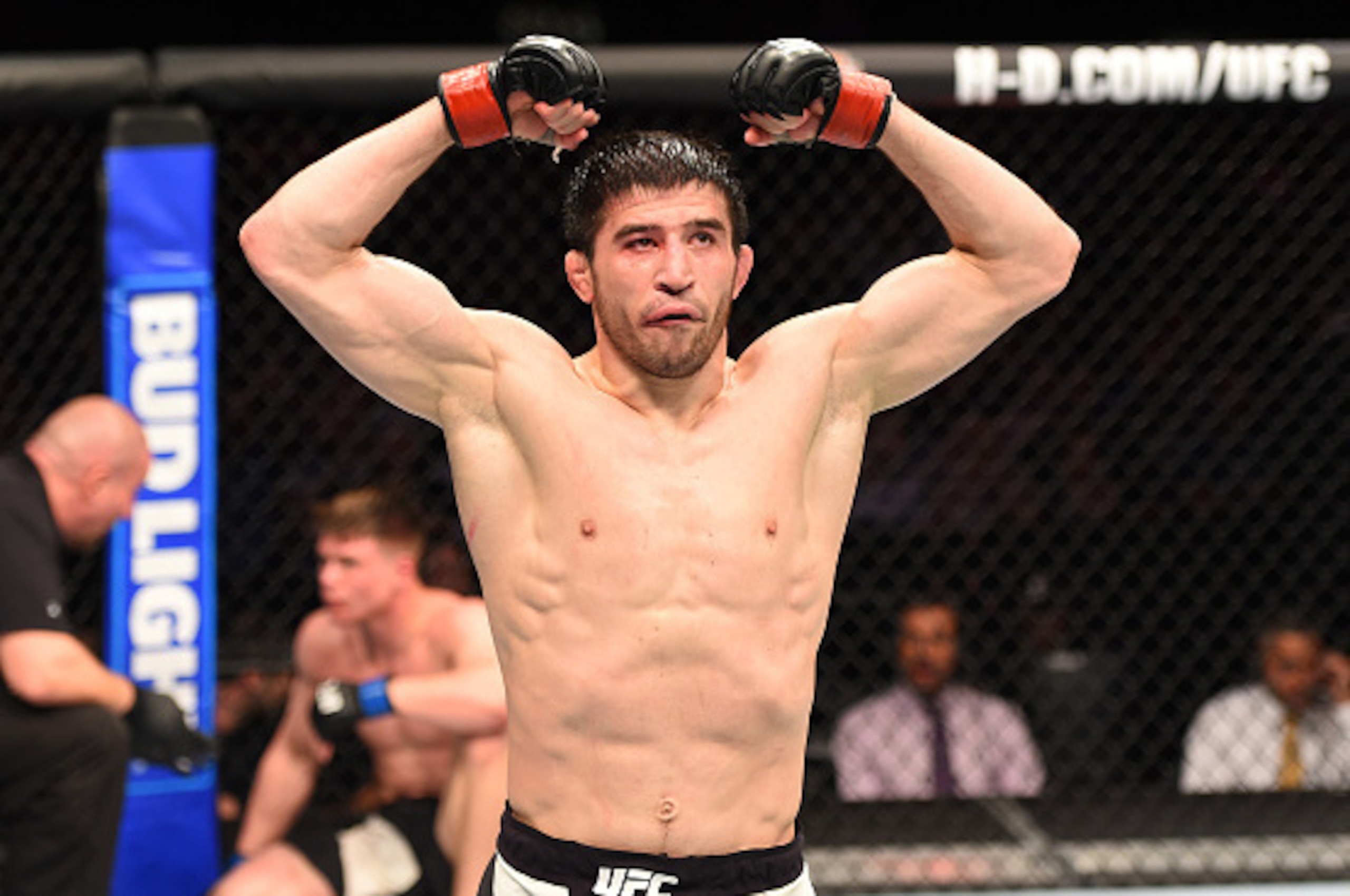 ROTTERDAM, NETHERLANDS - MAY 08: (R-L) Rustam Khabilov raises his hands after facing Chris Wade in their lightweight bout during the UFC Fight Night event at Ahoy Rotterdam on May 8, 2016 in Rotterdam, Netherlands. (Photo by Josh Hedges/Zuffa LLC/Zuffa L ROTTERDAM, NETHERLANDS - MAY 08: (R-L) Rustam Khabilov raises his hands after facing Chris Wade in their lightweight bout during the UFC Fight Night event at Ahoy Rotterdam on May 8, 2016 in Rotterdam, Netherlands. (Photo by Josh Hedges/Zuffa LLC/Zuffa L