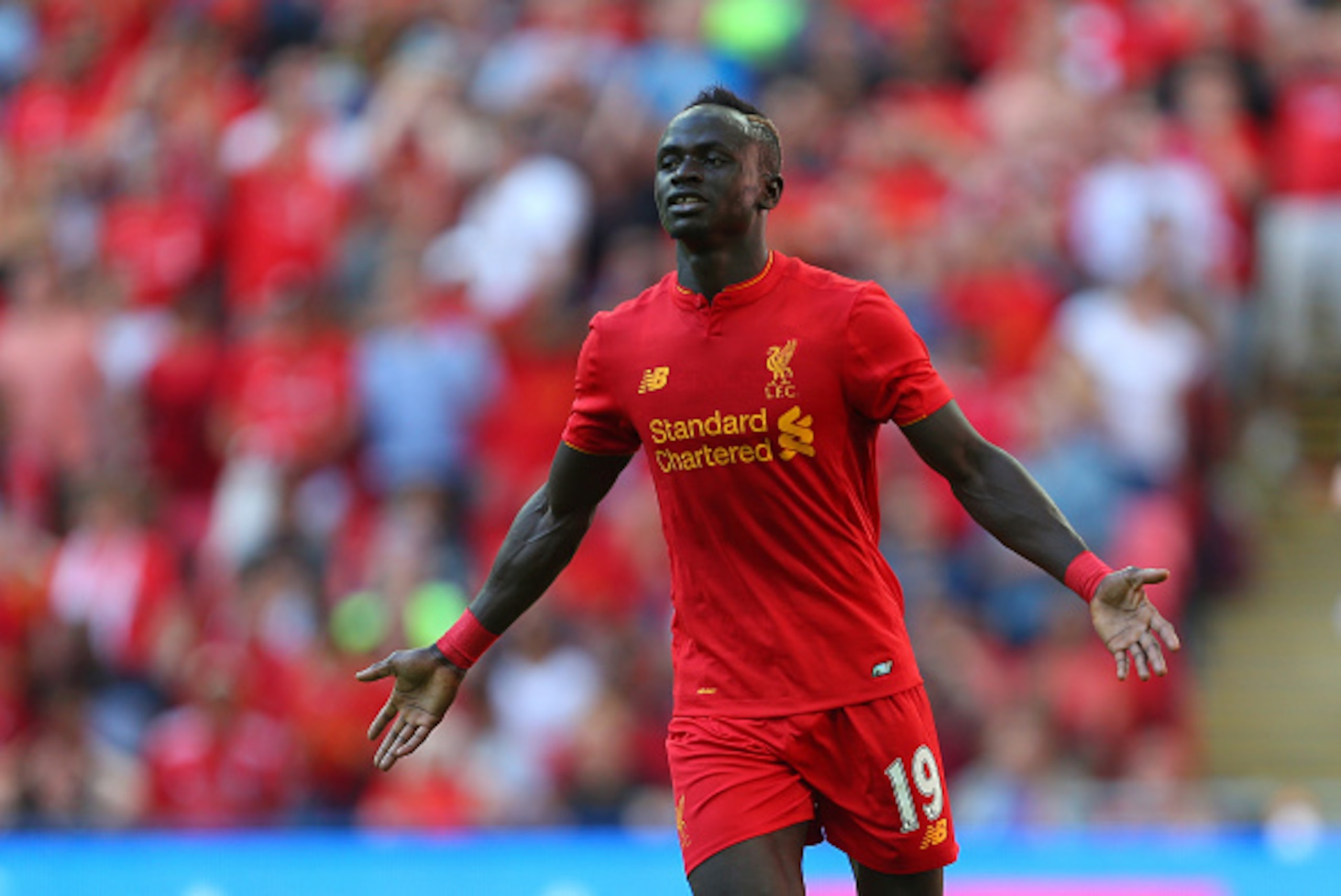 LONDON, ENGLAND - AUGUST 06: Sadio Mane of Liverpool during the International Champions Cup 2016 match between Liverpool and Barcelona at Wembley Stadium on August 6, 2016 in London, England. (Photo by Catherine Ivill - AMA/Getty Images)
