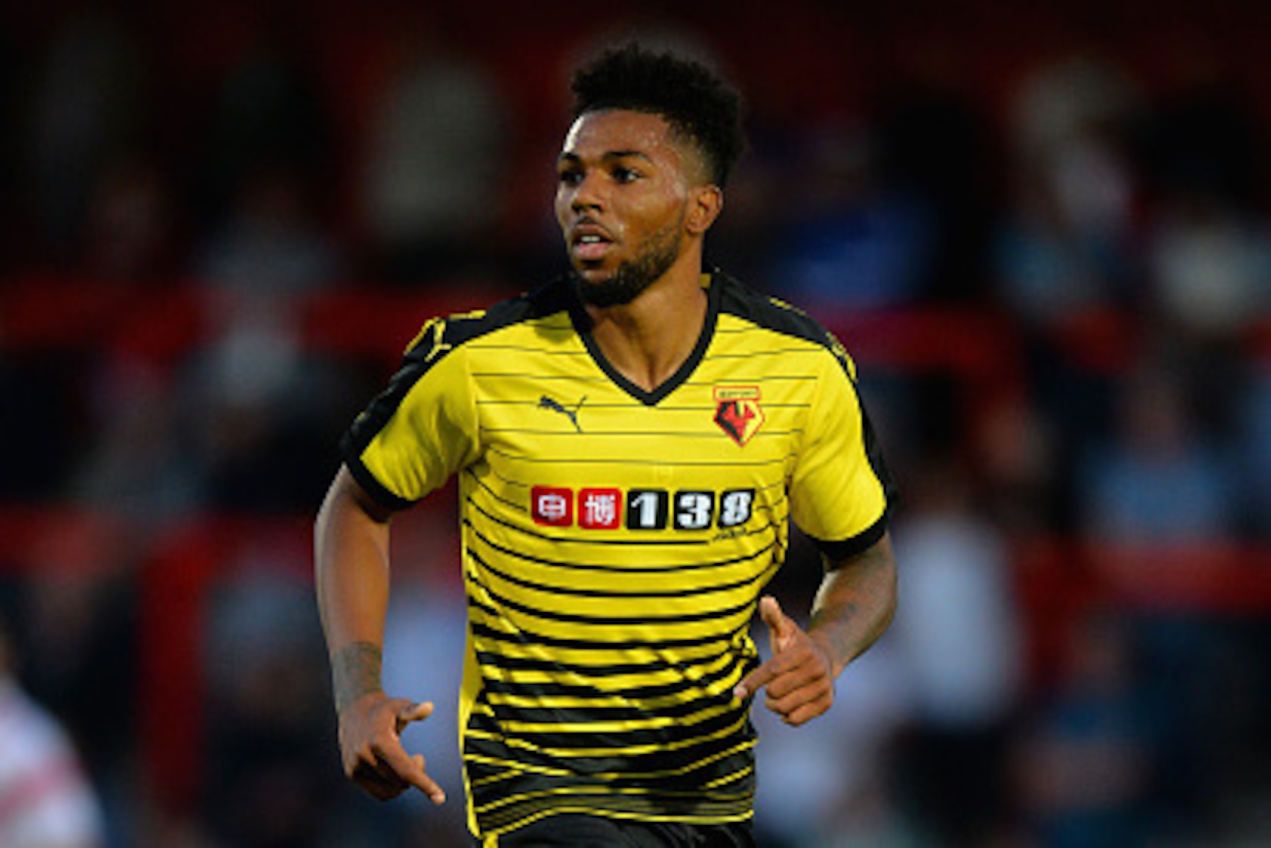 STEVENAGE, ENGLAND - JULY 14:  Jerome Sinclair during the Pre-Season Friendly match between Stevenage and Watford at The Lamex Stadium on July 14, 2016 in Stevenage, England.  (Photo by Tony Marshall/Getty Images)