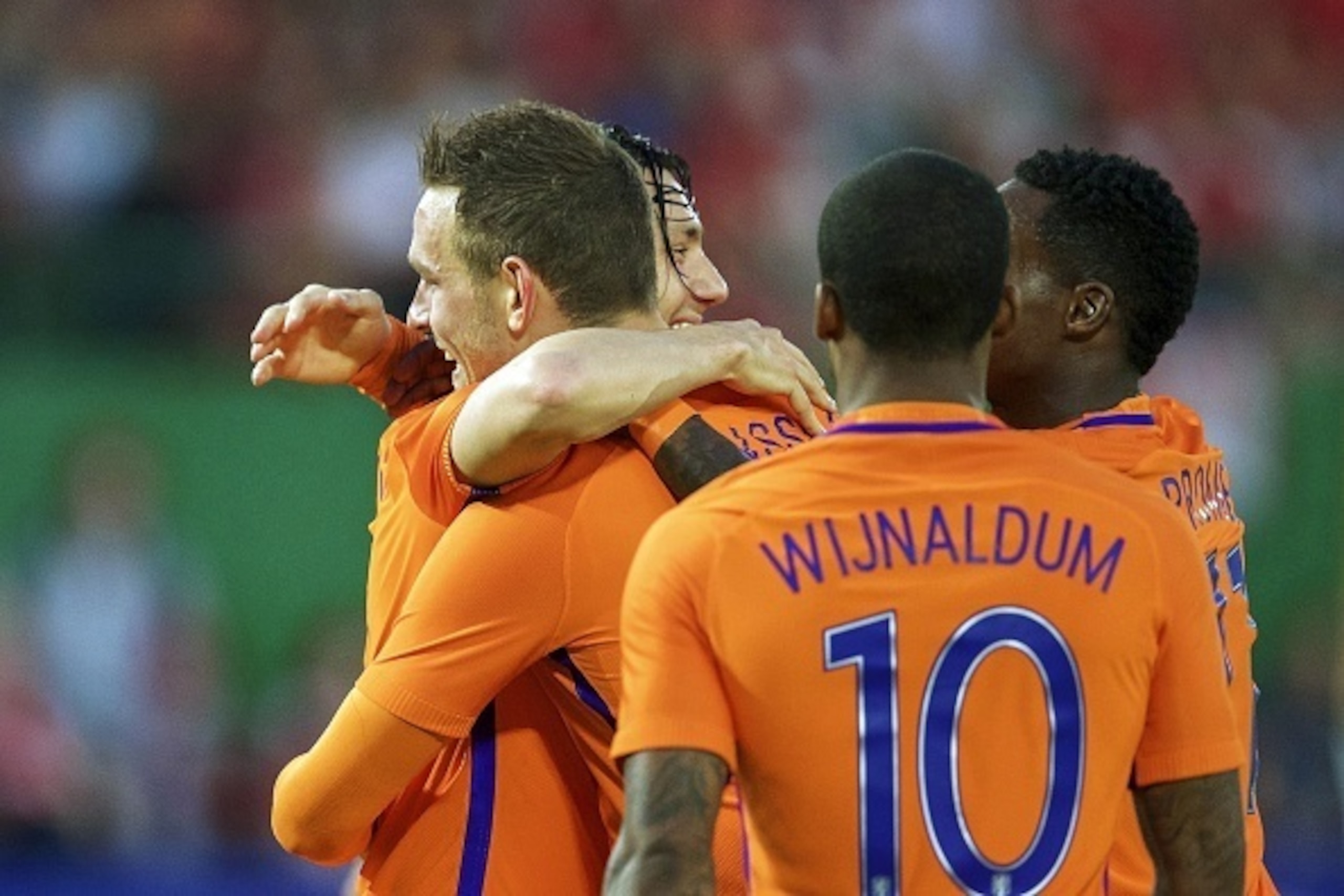(L-R) Vincent Janssen of Holland, Steven Berghuis of Holland, Georginio Wijnaldum of Holland, Quincy Promes of Holland during the friendly match between Austria and Netherlands on June 4, 2016 at the Ernst Happel stadium in Wien, Austria.(Photo by VI Imag