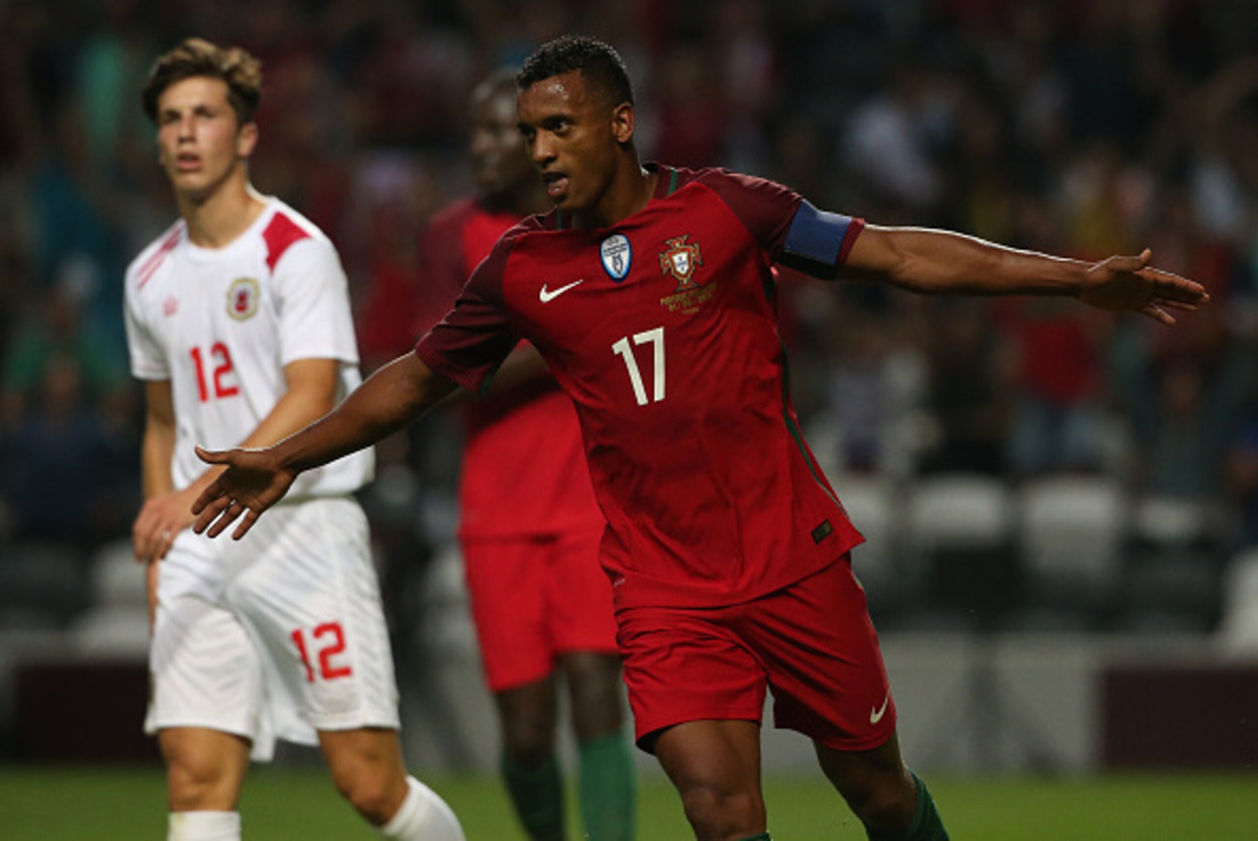 PORTO, PORTUGAL - SEPTEMBER 1: Portugal's forward Nani celebrates after scoring a goal during the International Friendly match between Portugal and Gibraltar at Estadio do Bessa on September 1, 2016 in Porto, Portugal.  (Photo by Gualter Fatia/Getty Image