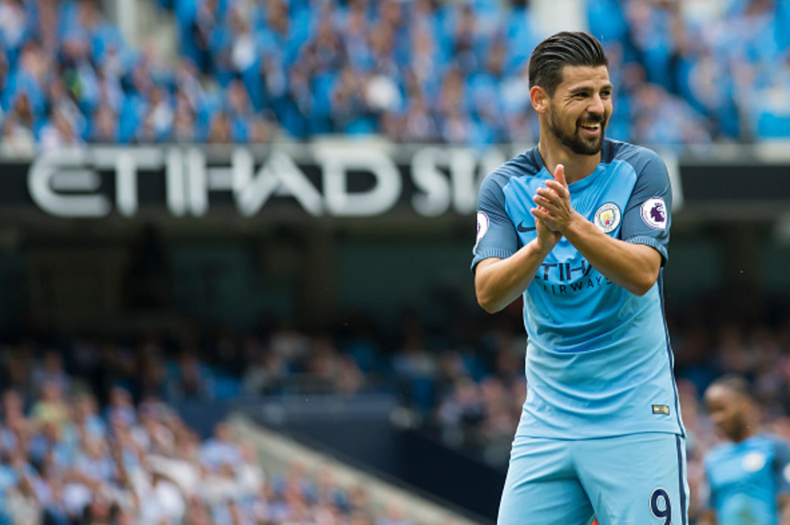 Manchester City's Spanish midfielder Nolito gestures during the English Premier League football match between Manchester City and West Ham United at the Etihad Stadium in Manchester, north west England, on August 28, 2016. / AFP / JON SUPER / RESTRICTED T