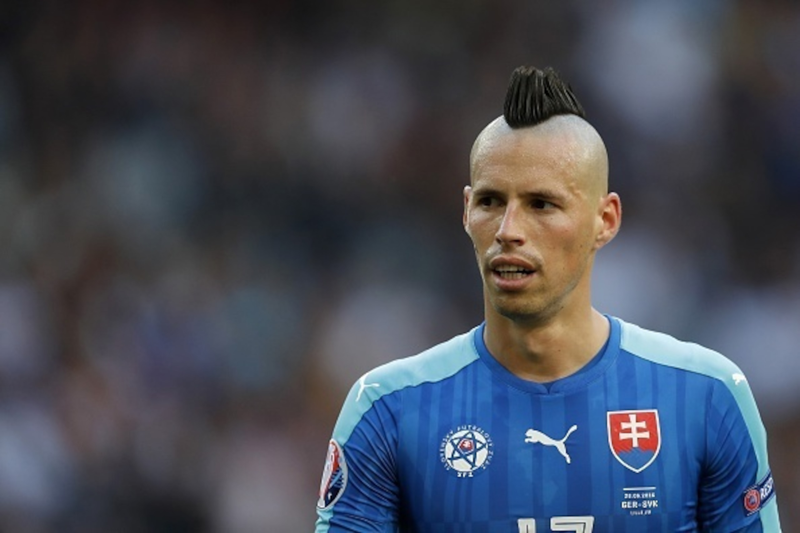 Marek Hamsik of Slovakia hairdress during the UEFA Euro 2016 round of 16 match between Germany and Slovakia on June 26, 2016 at the stade Pierre-Mauloy in Lille, France.(Photo by VI Images via Getty Images)