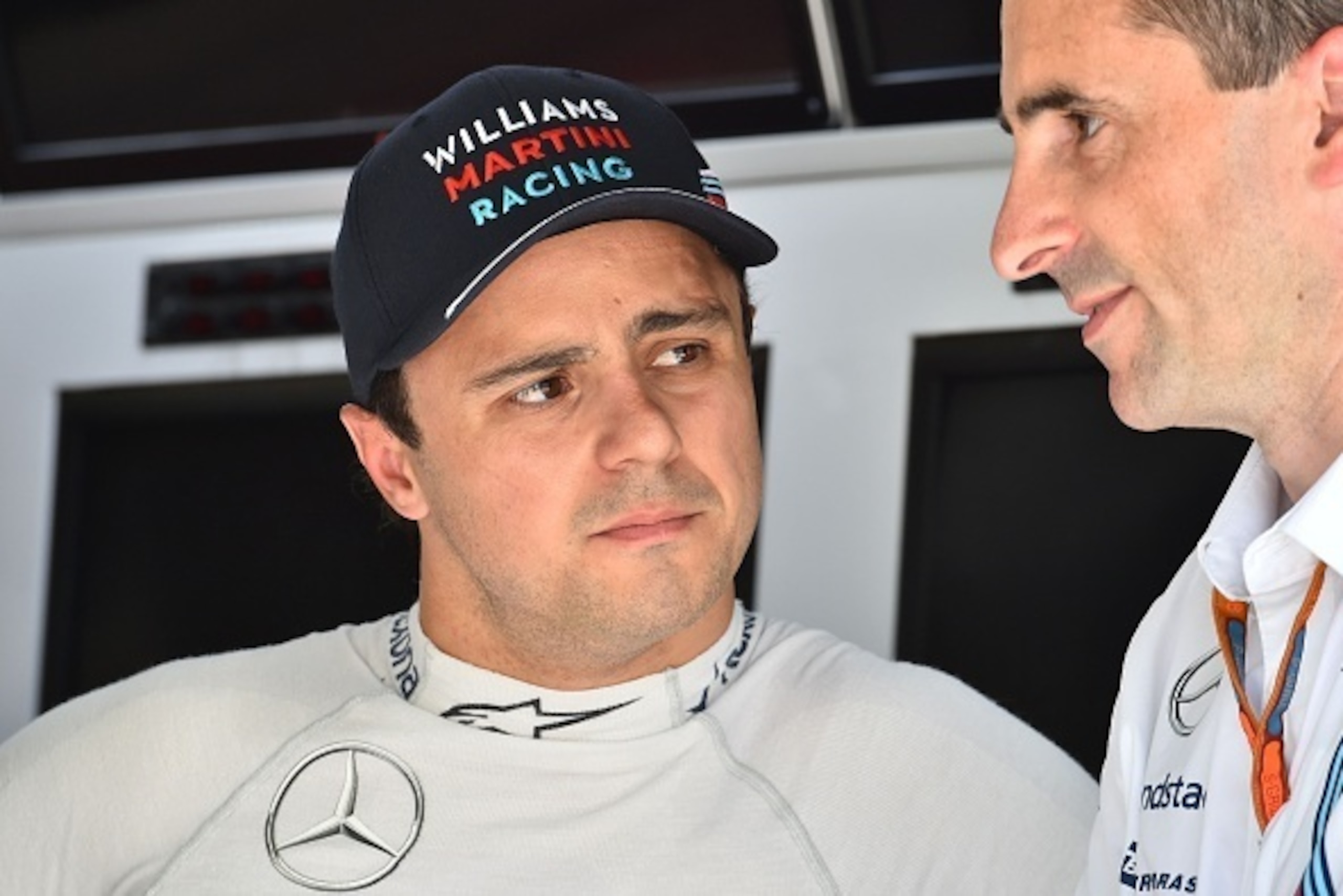 Williams Martini Racing's Brazilian driver Felipe Massa is pictured in the pit during the second practice session at the Autodromo Nazionale circuit in Monza on September 2, 2016 ahead of the Italian Formula One Grand Prix. / AFP / GIUSEPPE CACACE        