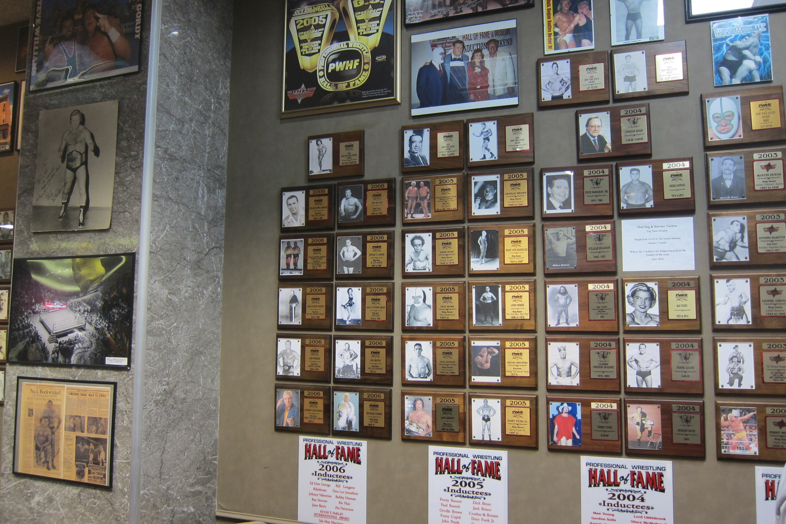 Hall of Fame plaques adorn the wall.