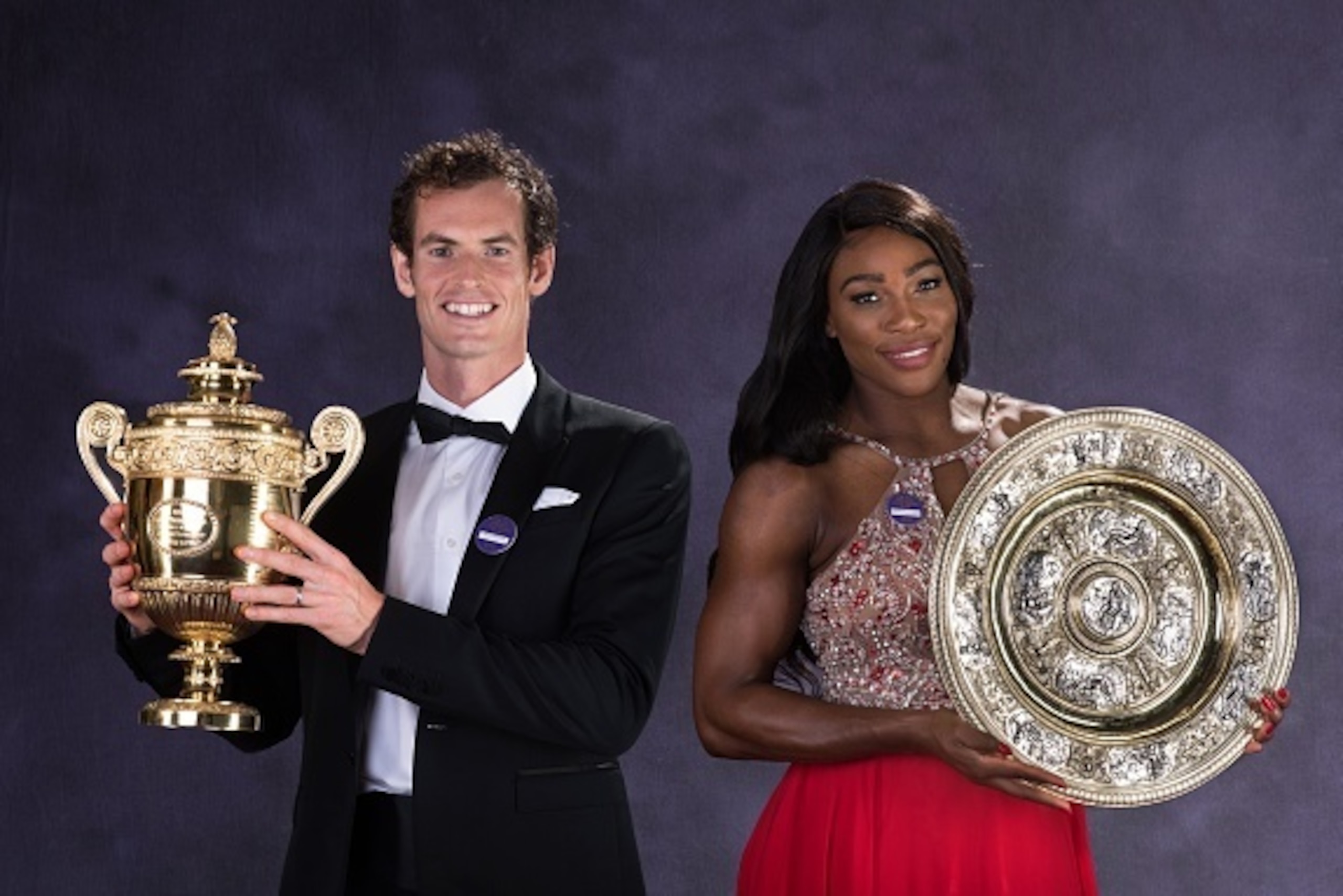 LONDON, ENGLAND - JULY 10:  (EDITORS NOTE: This is a composite images and has been retouched) (EDITORIAL USE ONLY - NO COMMERCIAL USAGE) Wimbledon men's singles Tennis Champion Andy Murray of Great Britain and the ladies singles Tennis Champion Serena Wil