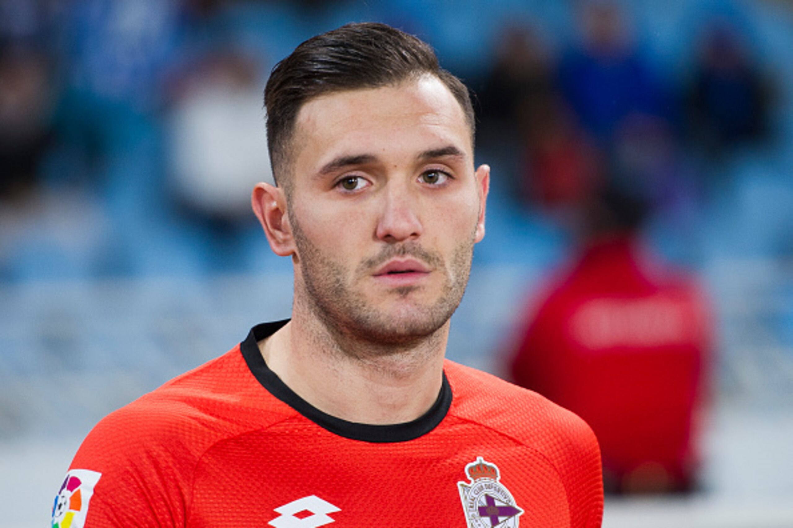 SAN SEBASTIAN, SPAIN - JANUARY 16:  Lucas Perez of Deportivo La Coruna looks on prior to the start the La Liga match between Real Sociedad de Futbol and RC Deportivo La Coruna at Estadio Anoeta on January 16, 2016 in San Sebastian, Spain.  (Photo by Juan 