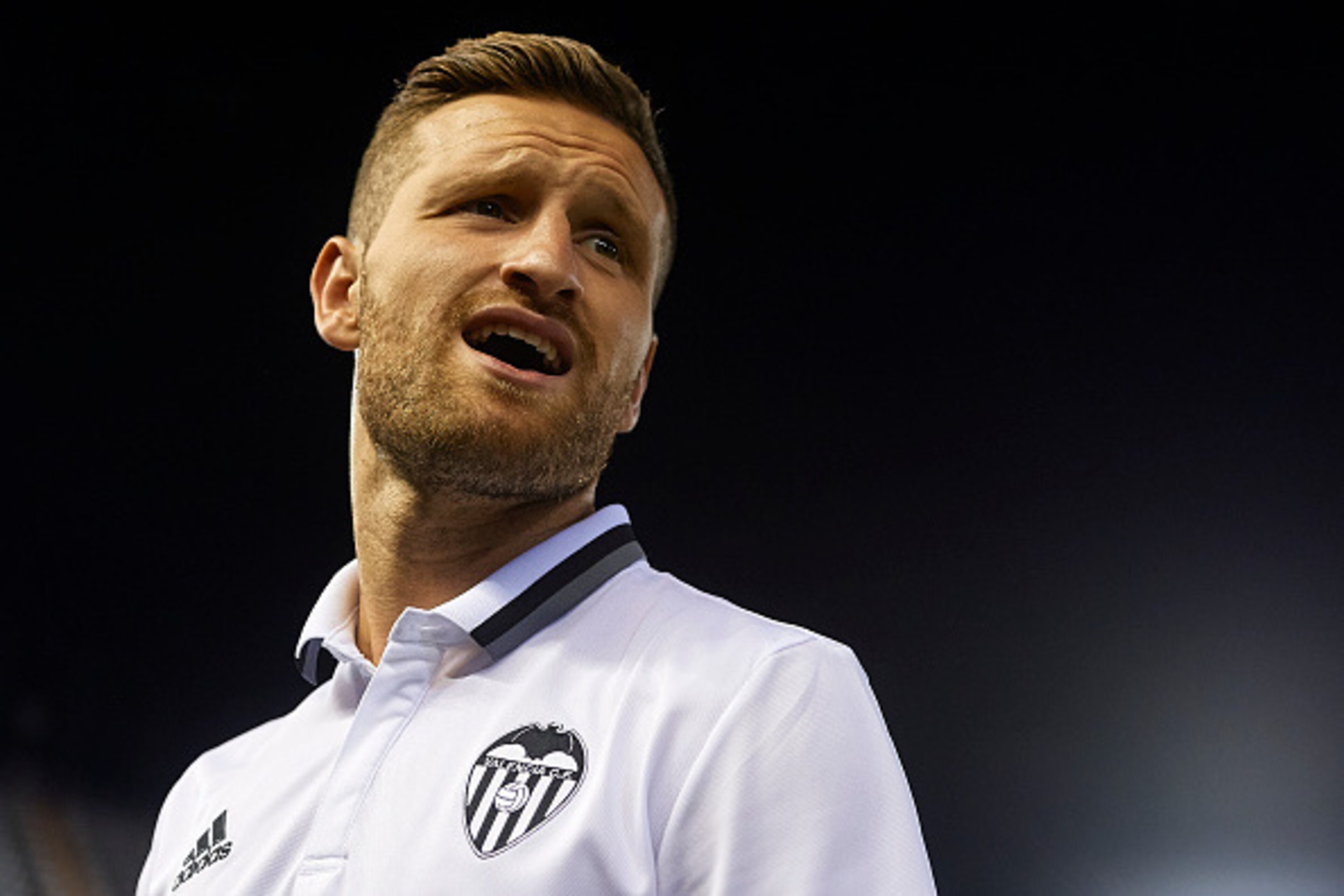 VALENCIA, SPAIN - AUGUST 13: Shkodran Mustafi of Valencia reacts after the pre-season friendly match between Valencia CF and AC Fiorentina at Estadio Mestalla on August 13, 2016 in Valencia, Spain. (Photo by Manuel Queimadelos Alonso/Getty Images)