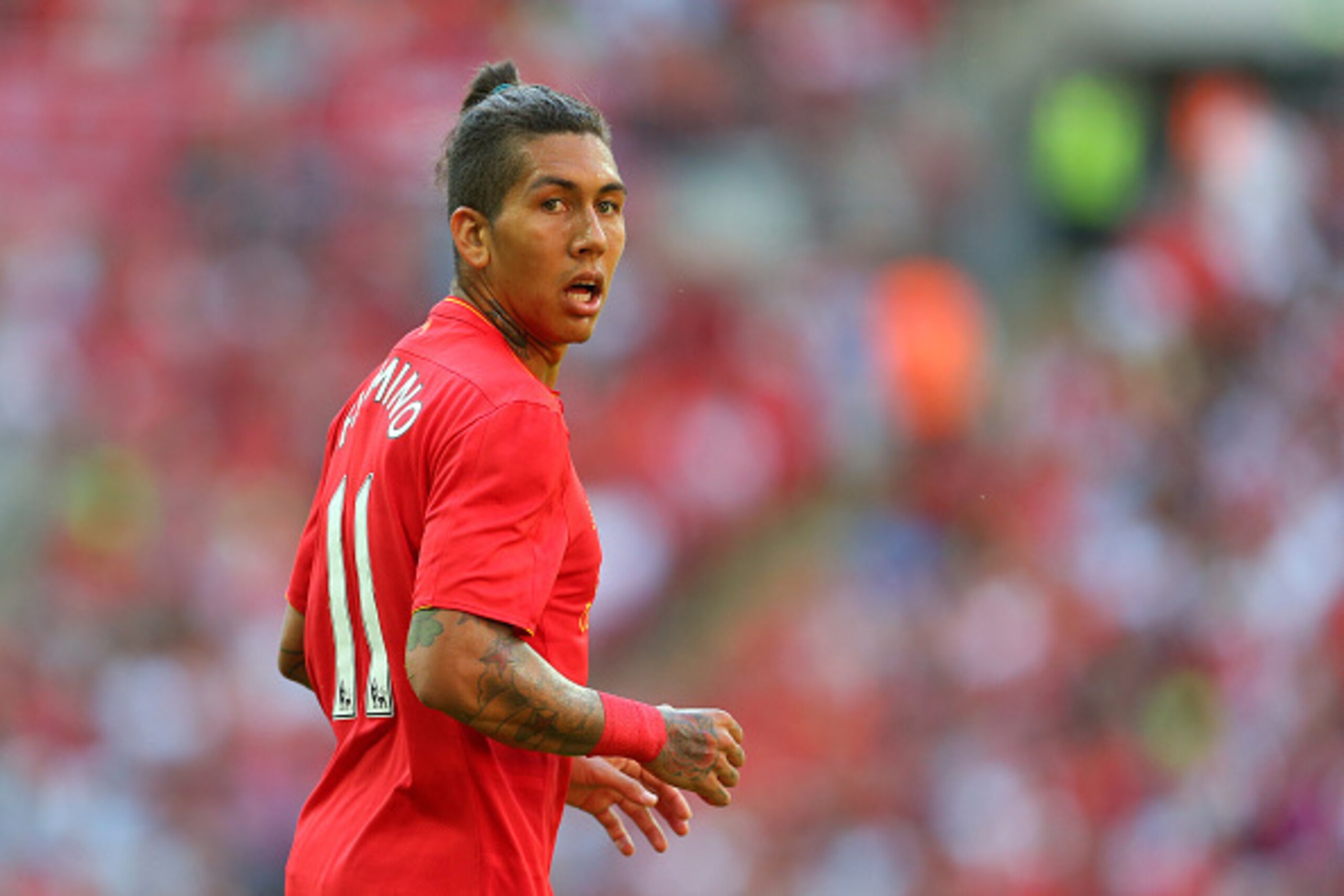 LONDON, ENGLAND - AUGUST 06: Roberto Firmino of Liverpool during the International Champions Cup 2016 match between Liverpool and Barcelona at Wembley Stadium on August 6, 2016 in London, England. (Photo by Catherine Ivill - AMA/Getty Images)