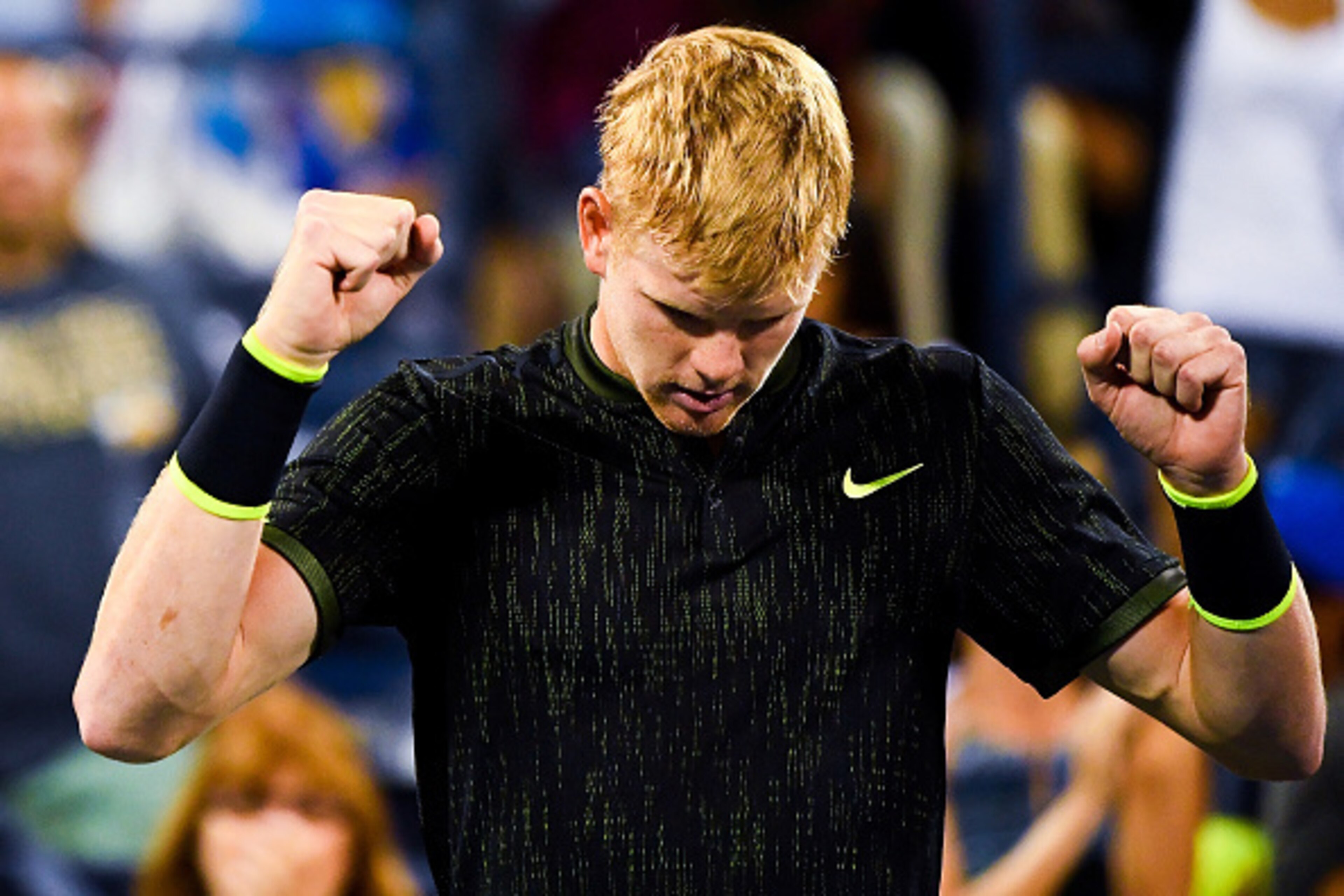 NEW YORK, NY - SEPTEMBER 02:  Kyle Edmund of Great Britain reacts after defeating John Isner of the United States during his third round Men's Singles match on Day Five of the 2016 US Open at the USTA Billie Jean King National Tennis Center on September 2
