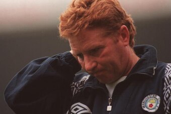 14 Oct 1995:  Manager of Manchester City, Alan Ball feels the pressure after Manchester City's defeat against Manchester United in their FA Premiership match at Old Trafford. Mandatory Credit: Mark Thompson/ALLSPORT