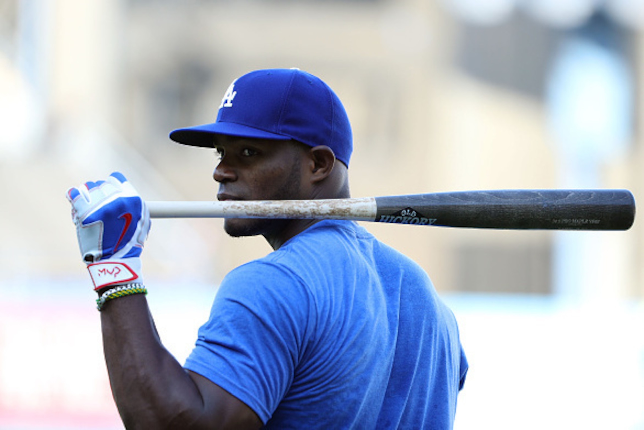 LOS ANGELES, CA - SEPTEMBER 02:  Yasiel Puig #66 of the Los Angeles Dodgers looks on prior to taking batting practice prior to the MLB game against the San Diego Padres at Dodger Stadium on September 2, 2016 in Los Angeles, California.  (Photo by Victor D