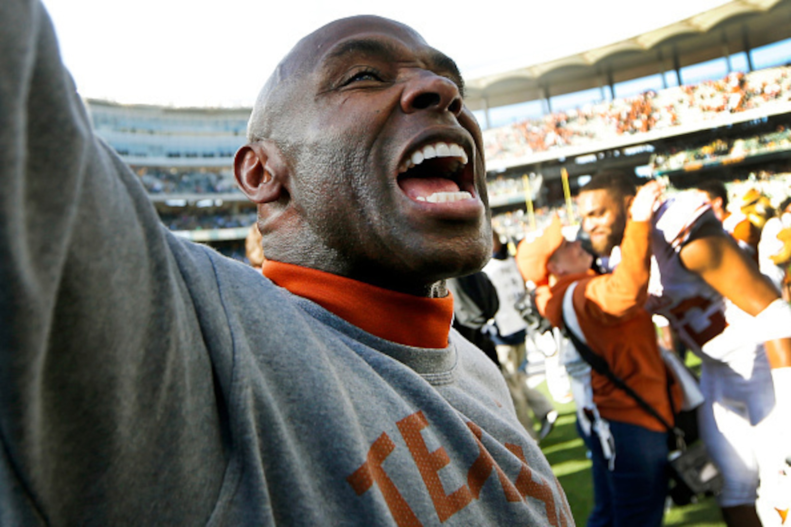WACO, TX - DECEMBER 5: Head coach Charlie Strong of the Texas Longhorns celebrates after the Texas Longhorns defeated the Baylor Bears 23-17 at McLane Stadium on December 5, 2015 in Waco, Texas. (Photo by Ron Jenkins/Getty Images) WACO, TX - DECEMBER 5: Head coach Charlie Strong of the Texas Longhorns celebrates after the Texas Longhorns defeated the Baylor Bears 23-17 at McLane Stadium on December 5, 2015 in Waco, Texas. (Photo by Ron Jenkins/Getty Images)