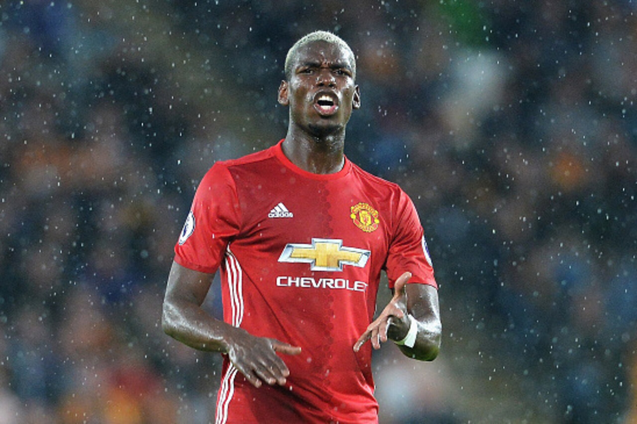 HULL, ENGLAND - AUGUST 27: Paul Pogba of Manchester United reacts during the Premier League match between Hull City and Manchester United at KCOM Stadium on August 27, 2016 in Hull, England.  (Photo by Mark Runnacles/Getty Images)