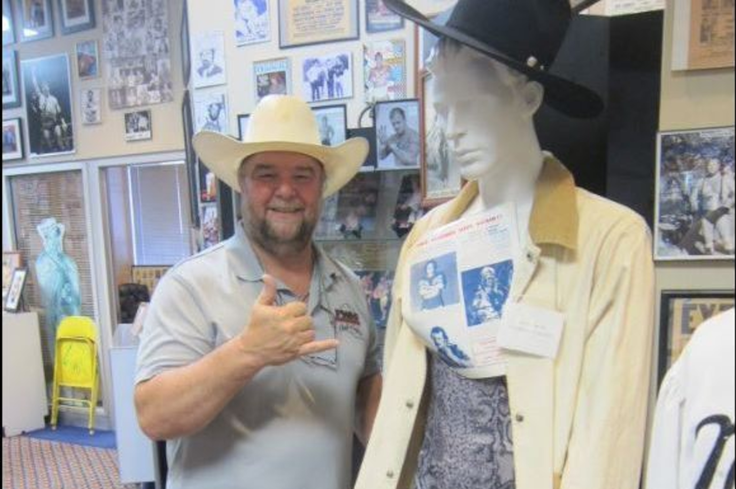 Johnny Mantell poses with his old ring gear.
