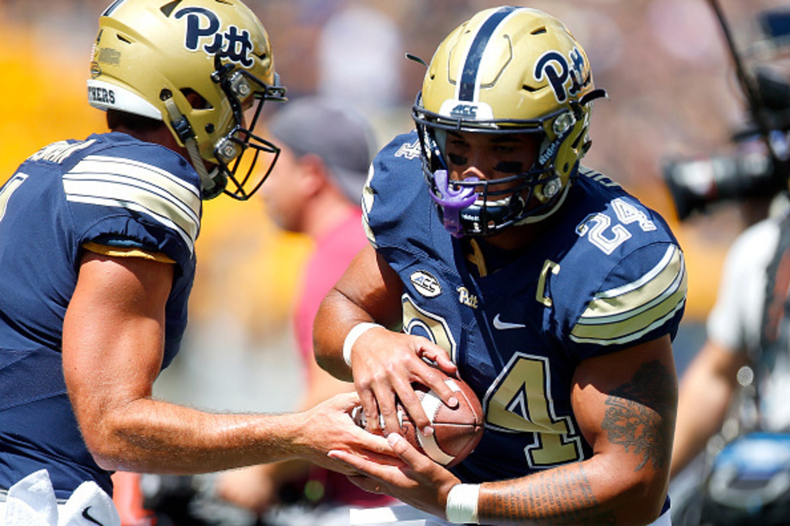PITTSBURGH, PA - SEPTEMBER 03:  James Conner #24 of the Pittsburgh Panthers warms up before the game against the Villanova Wildcats on September 3, 2016 at Heinz Field in Pittsburgh, Pennsylvania.  (Photo by Justin K. Aller/Getty Images)