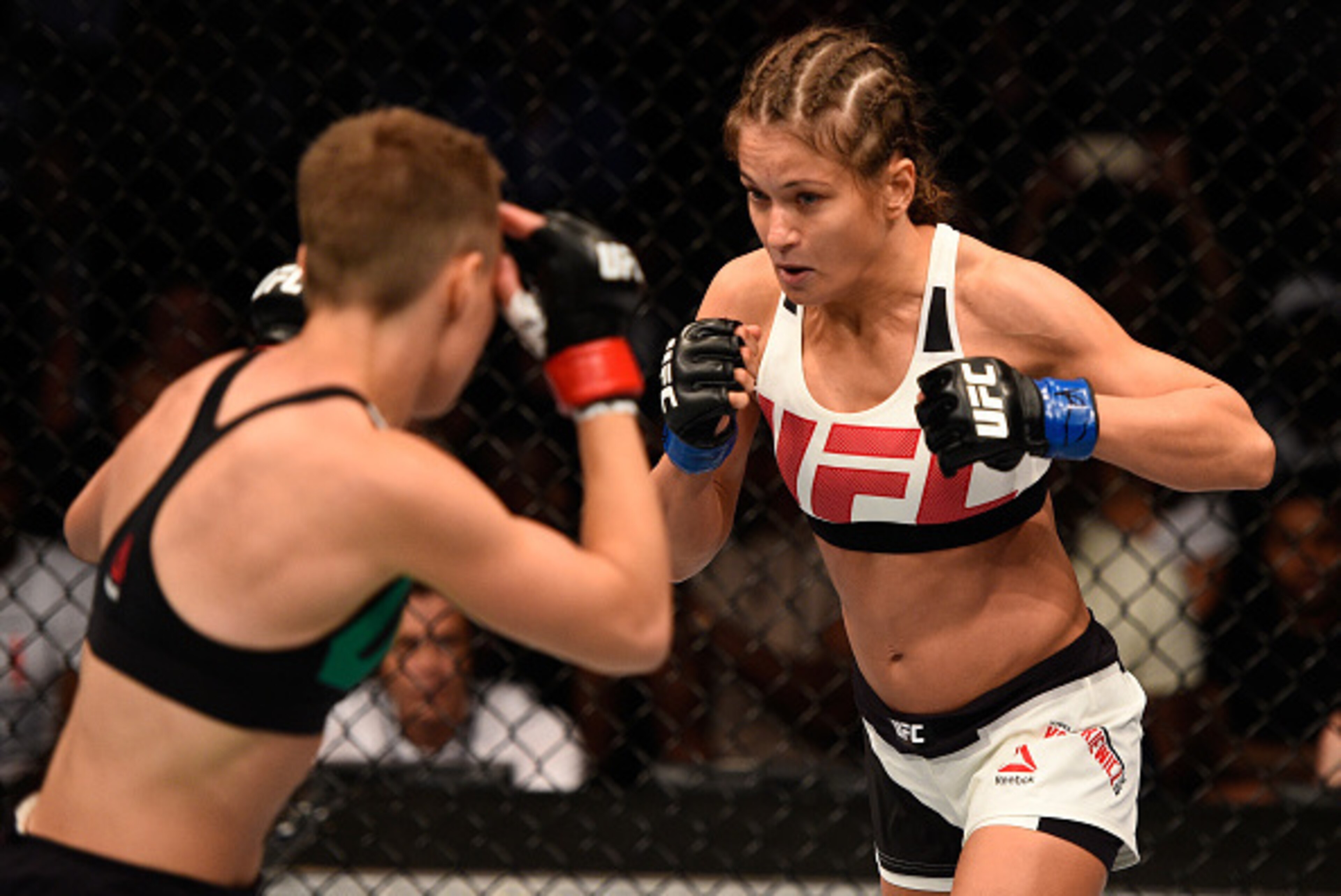 ATLANTA, GA - JULY 30: (R-L) Karolina Kowalkiewicz circles Rose Namajunas in their women's strawweight bout during the UFC 201 event on July 30, 2016 at Philips Arena in Atlanta, Georgia. (Photo by Jeff Bottari/Zuffa LLC/Zuffa LLC via Getty Images) ATLANTA, GA - JULY 30: (R-L) Karolina Kowalkiewicz circles Rose Namajunas in their women's strawweight bout during the UFC 201 event on July 30, 2016 at Philips Arena in Atlanta, Georgia. (Photo by Jeff Bottari/Zuffa LLC/Zuffa LLC via Getty Images)