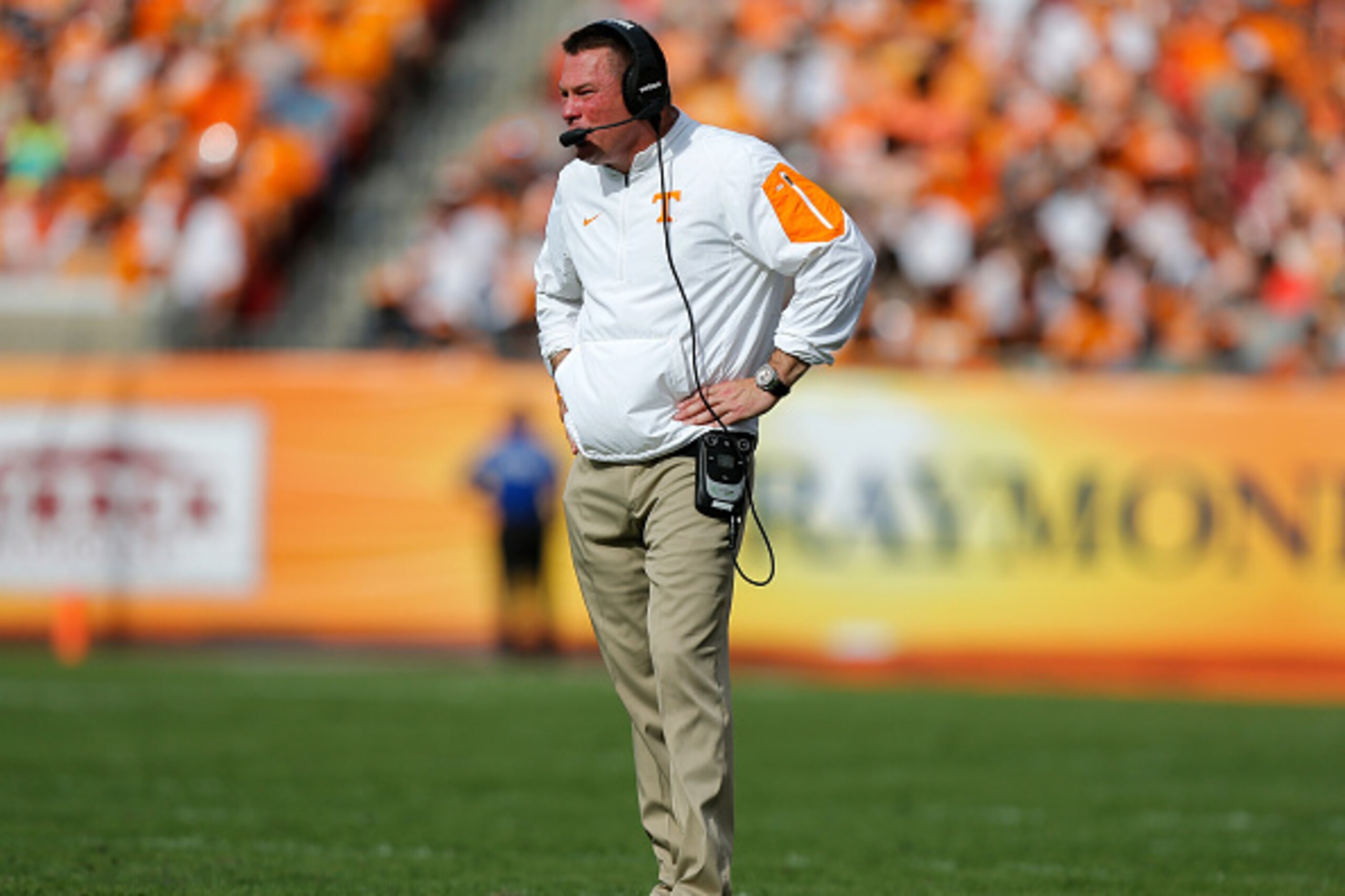 TAMPA, FL - JANUARY 1:  Head coach Butch Jones against the Northwestern Wildcats during the Outback Bowl at Raymond James Stadium on January 1, 2016 in Tampa, Florida. (Photo by Mike Carlson/Getty Images)