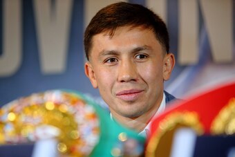 LONDON, ENGLAND - AUGUST 01:  Gennady Golovkin talks during the press conference ahead of the fight between Gennady Golovkin and Kell Brook at the Dorchester Hotel on August 1, 2016 in London, England.  (Photo by Jordan Mansfield/Getty Images)
