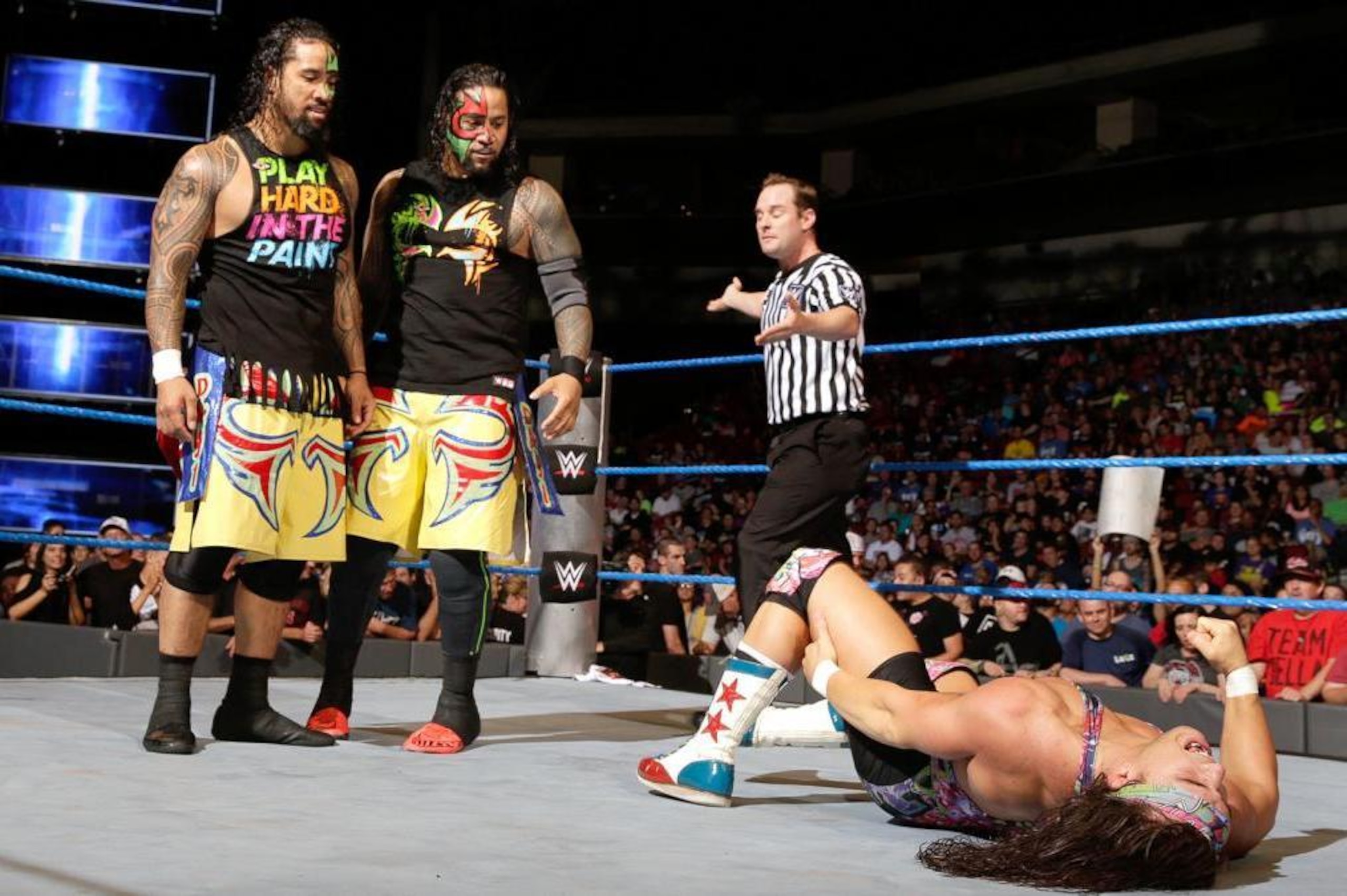 The Usos admire their handiwork after attacking Chad Gable on Tuesday's SmackDown. The Usos admire their handiwork after attacking Chad Gable on Tuesday's SmackDown.