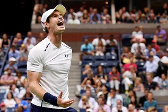 NEW YORK, NY - SEPTEMBER 07:  Andy Murray of Great Britain reacts against Kei Nishikori of Japan during their Men's Singles Quarterfinal match on Day Ten of the 2016 US Open at the USTA Billie Jean King National Tennis Center on September 7, 2016 in the F