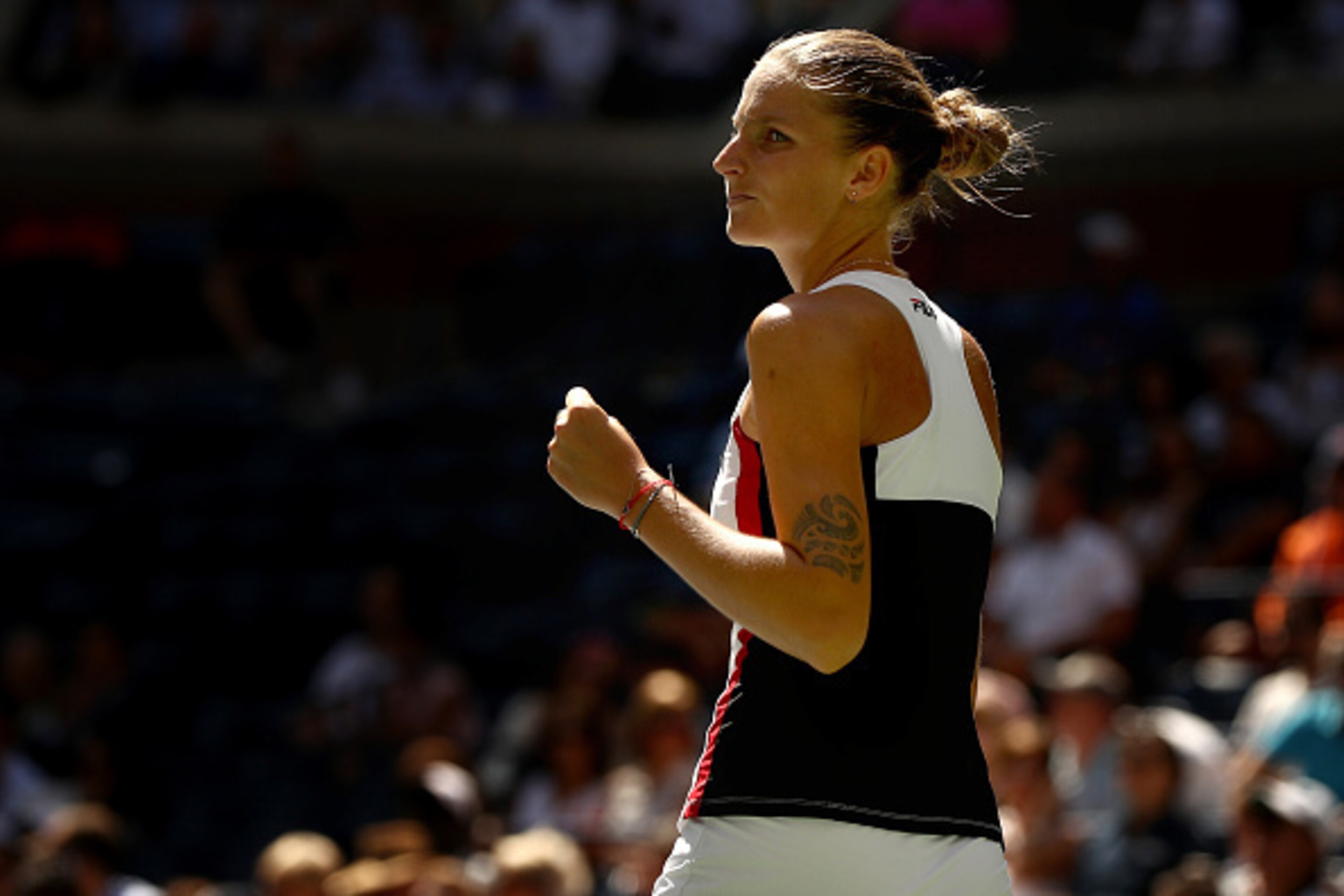 NEW YORK, NY - SEPTEMBER 07:  Karolina Pliskova of the Czech Republic reacts against Ana Konjuh of Croatia during their Women's Singles Quarterfinal match on Day Ten of the 2016 US Open at the USTA Billie Jean King National Tennis Center on September 7, 2