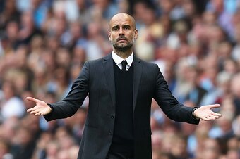 MANCHESTER, ENGLAND - AUGUST 28:  Josep Guardiola, Manager of Manchester City reacts during the Premier League match between Manchester City and West Ham United at Etihad Stadium on August 28, 2016 in Manchester, England.  (Photo by Chris Brunskill/Getty 