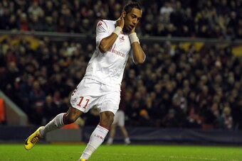 Aubameyang rues a missed chance for Lille against Liverpool in 2010.