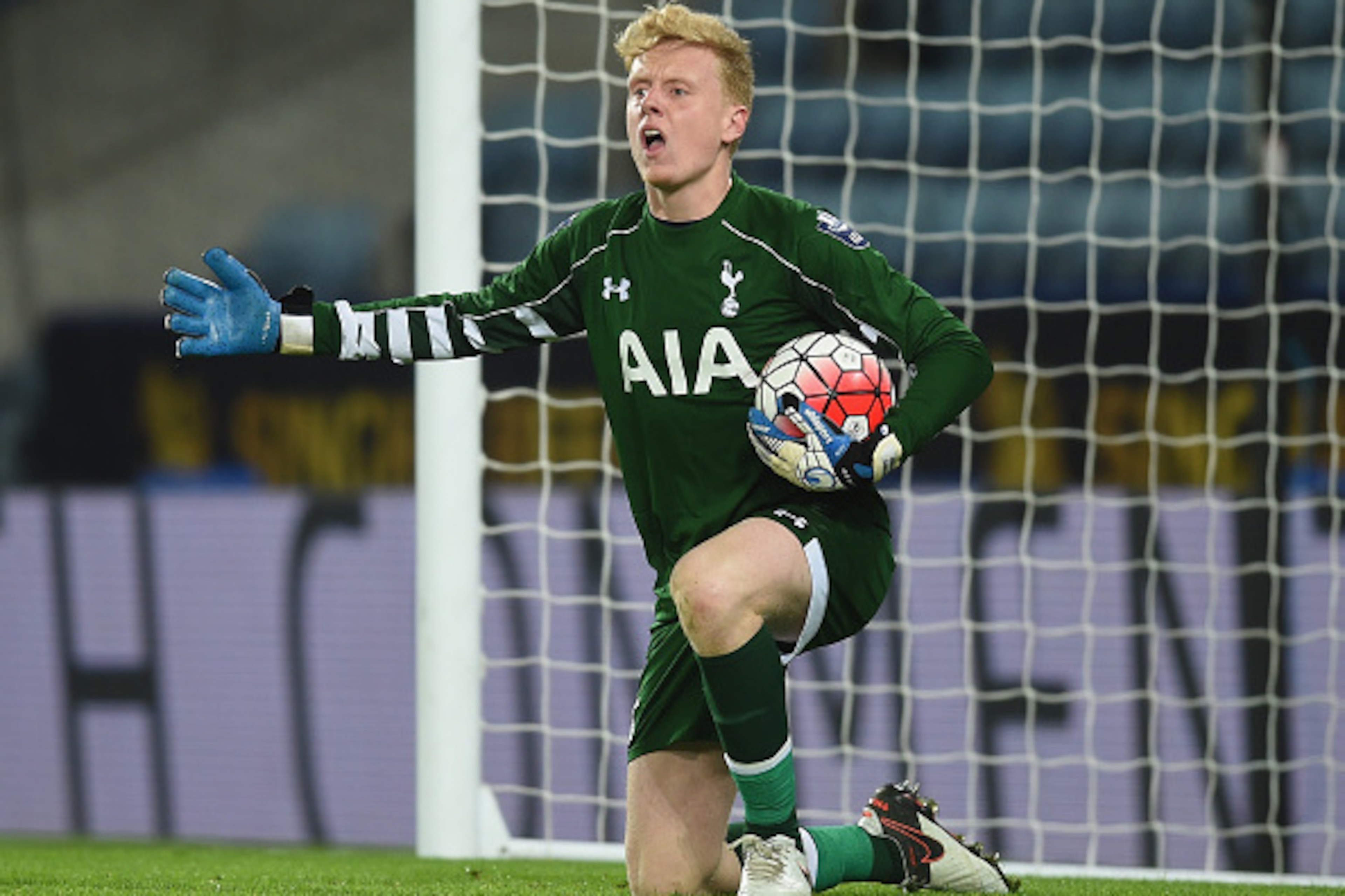 LEICESTER, ENGLAND - MARCH 18:  Tom Glover of Spurs U21 in action during the Barclays U21 Premier League match between Leicester City U21 and Tottenham Hotspurs U21 at The King Power Stadium on March 18, 2016 in Leicester, England.  (Photo by Michael Rega