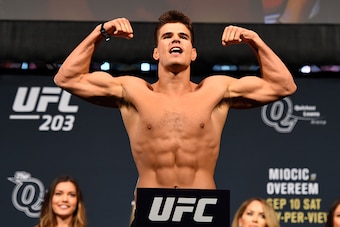 CLEVELAND, OH - SEPTEMBER 09: Mickey Gall of the United States steps on the scale during the UFC 203 Weigh-in at Quicken Loans Arena on September 9, 2016 in Cleveland, Ohio. (Photo by Josh Hedges/Zuffa LLC/Zuffa LLC via Getty Images)