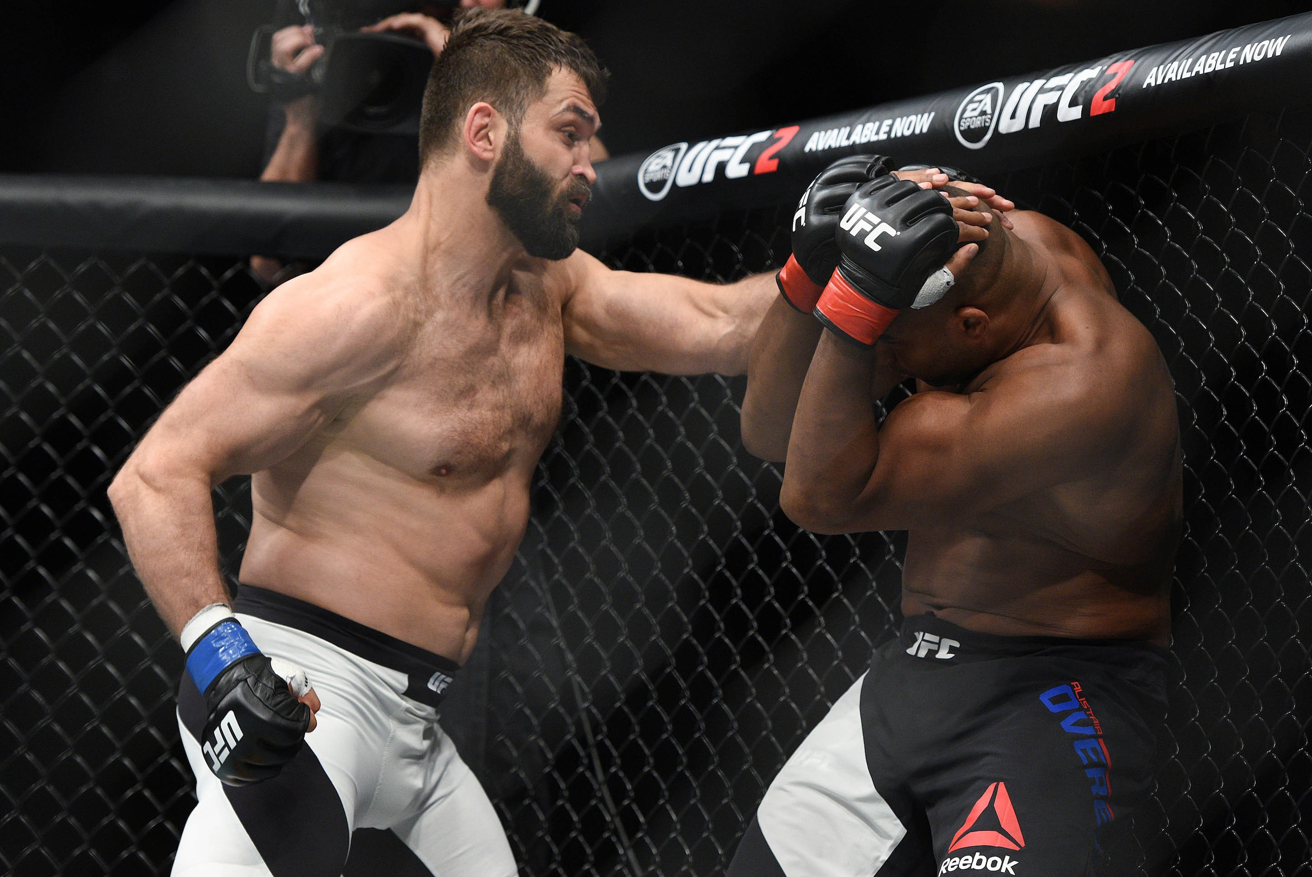 May 8, 2016; Rotterdam, Netherlands; Andrei Arlovski moves in with a punch as Alistair Overeem defends during UFC Fight Night at Ahoy Rotterdam. Mandatory Credit: Per Haljestam-USA TODAY Sports