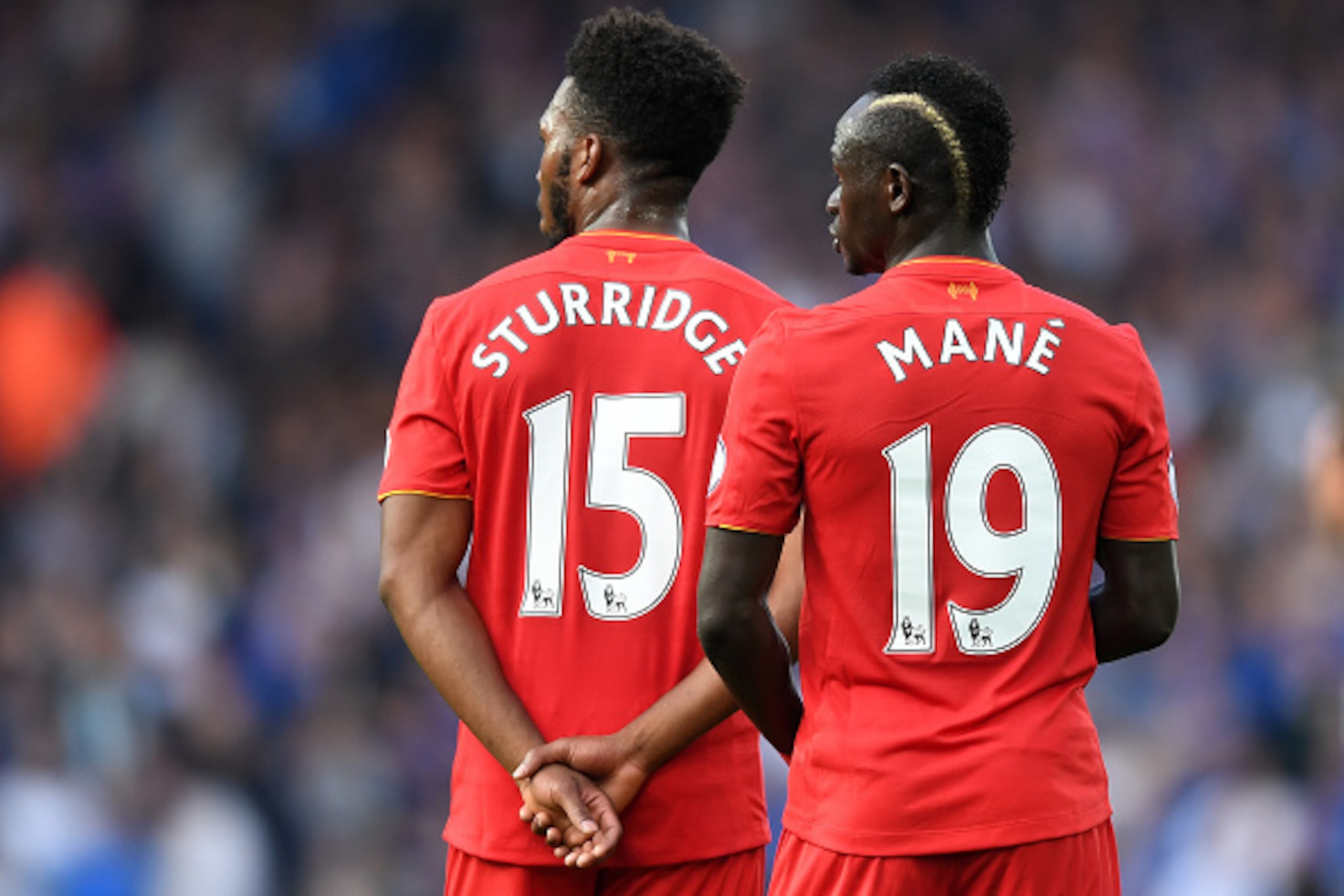 LIVERPOOL, ENGLAND - SEPTEMBER 10:  Sadio Mane of Liverpool and Daniel Sturridge of Liverpool look on during the Premier League match between Liverpool and Leicester City at Anfield on September 10, 2016 in Liverpool, England.  (Photo by Michael Regan/Get
