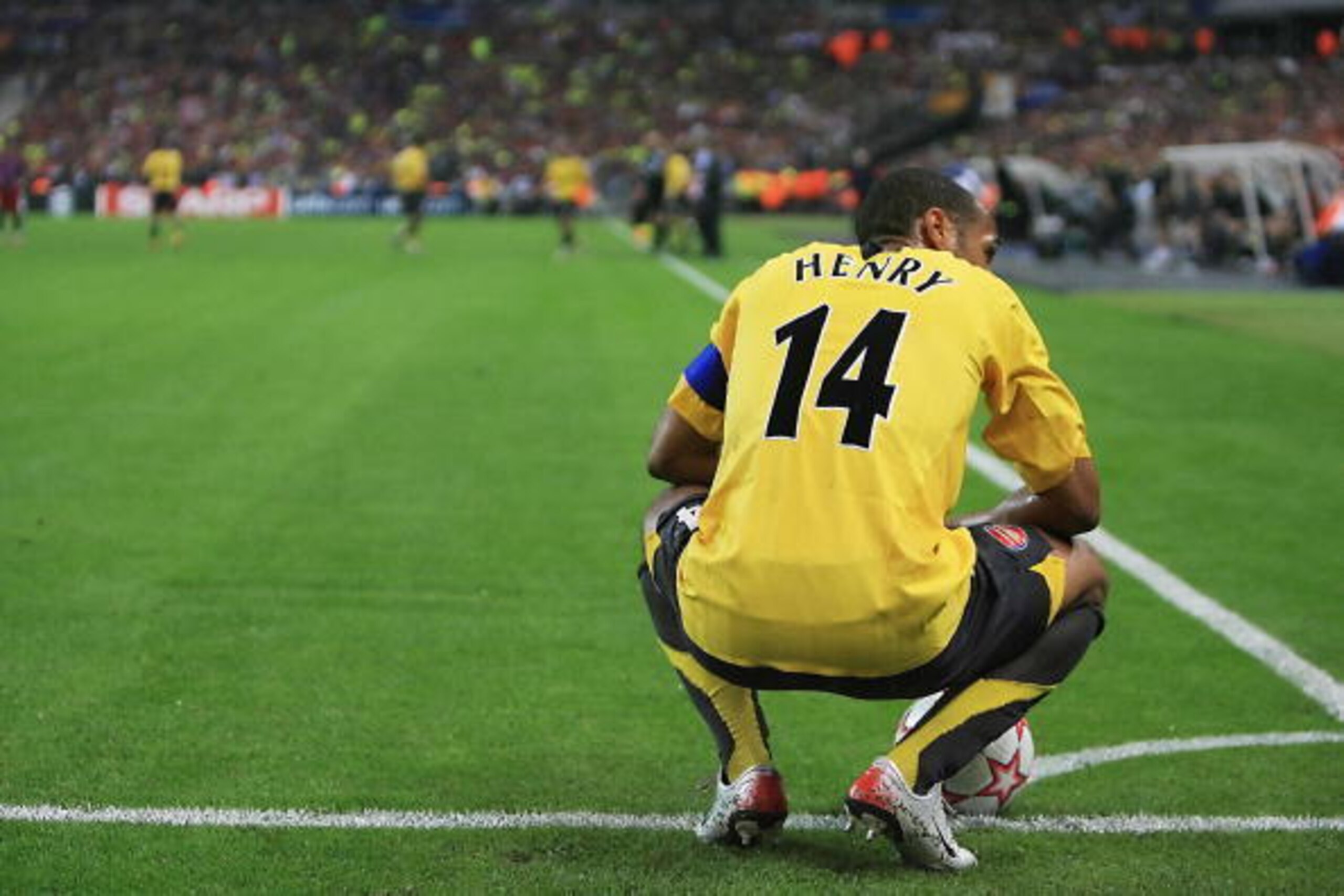 Saint-Denis, France: (FILES) Arsenal's French forward and team captain Thierry Henry is seen after the UEFA Champion's League final football match Barcelona vs. Arsenal, 17 May 2006 at the Stade de France in Saint-Denis, northern Paris. Henry will miss th