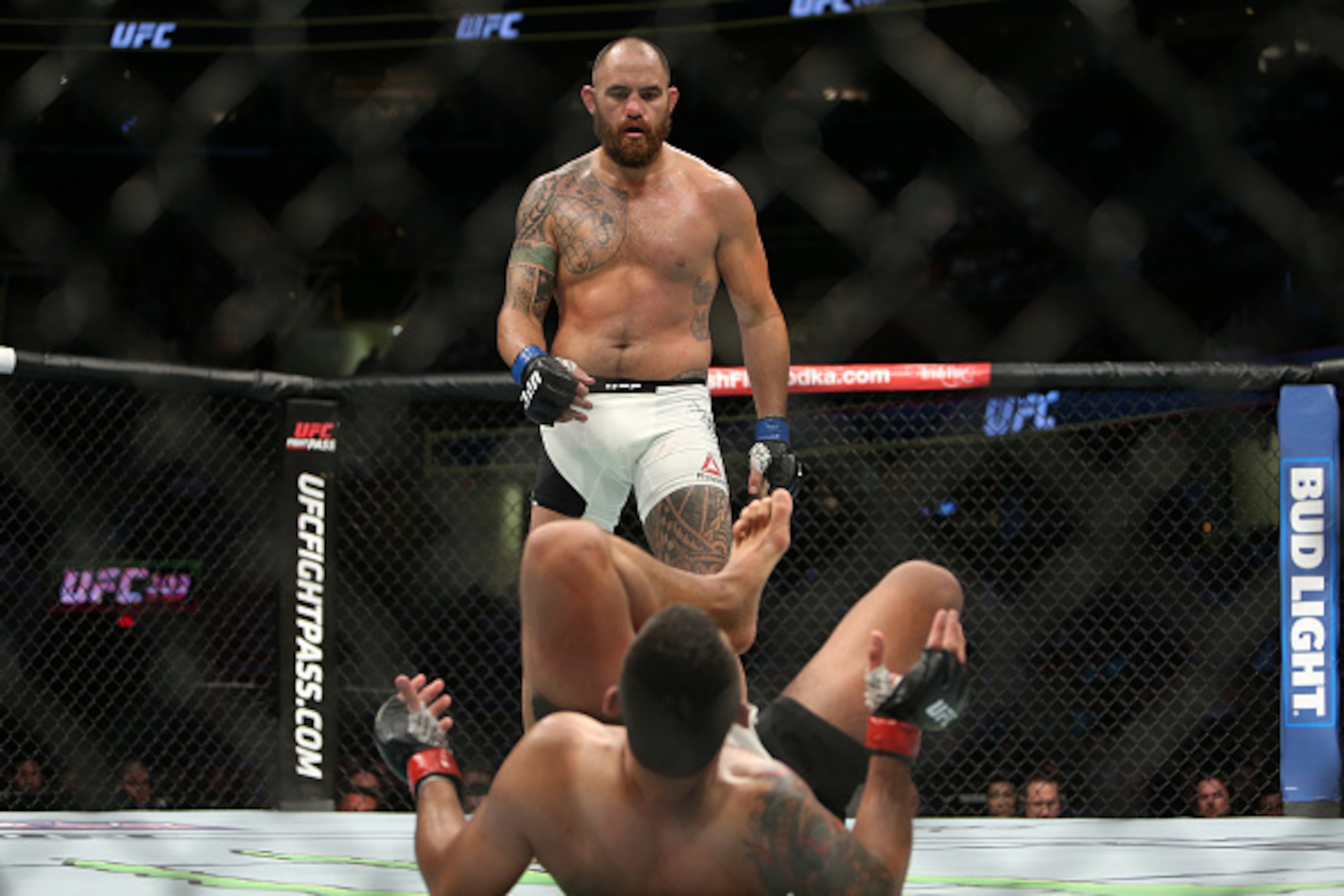 CLEVELAND, OH - SEPTEMBER 10: Travis Browne during his fight against Fabricio Werdum during the UFC 203 event at Quicken Loans Arena on September 10, 2016 in Cleveland, Ohio. (Photo by Rey Del Rio/Getty Images) CLEVELAND, OH - SEPTEMBER 10: Travis Browne during his fight against Fabricio Werdum during the UFC 203 event at Quicken Loans Arena on September 10, 2016 in Cleveland, Ohio. (Photo by Rey Del Rio/Getty Images)