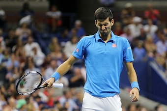 NEW YORK, NY - SEPTEMBER 11:  Novak Djokovic of Serbia reacts against Stan Wawrinka of Switzerland during their Men's Singles Final Match on Day Fourteen of the 2016 US Open at the USTA Billie Jean King National Tennis Center on September 11, 2016 in the 