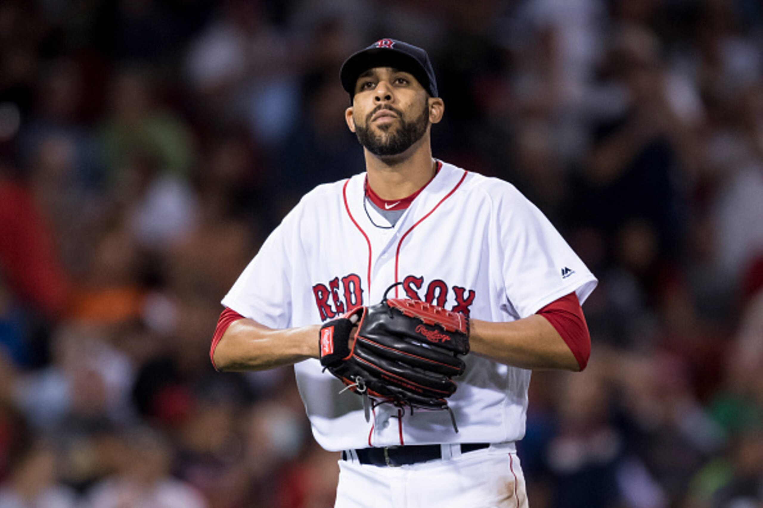 BOSTON, MA - SEPTEMBER 12:  David Price #24 of the Boston Red Sox walks off the mound after pitching against the Baltimore Orioles in the eighth inning on September 12, 2016  at Fenway Park in Boston, Massachusetts. (Photo by Michael Ivins/Boston Red Sox/