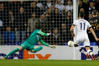 Erik Lamela scores in last December's 4-1 victory over Monaco at White Hart Lane