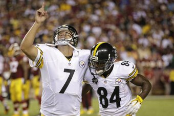 Steelers QB Ben Roethlisberger (left) and WR Antonio Brown