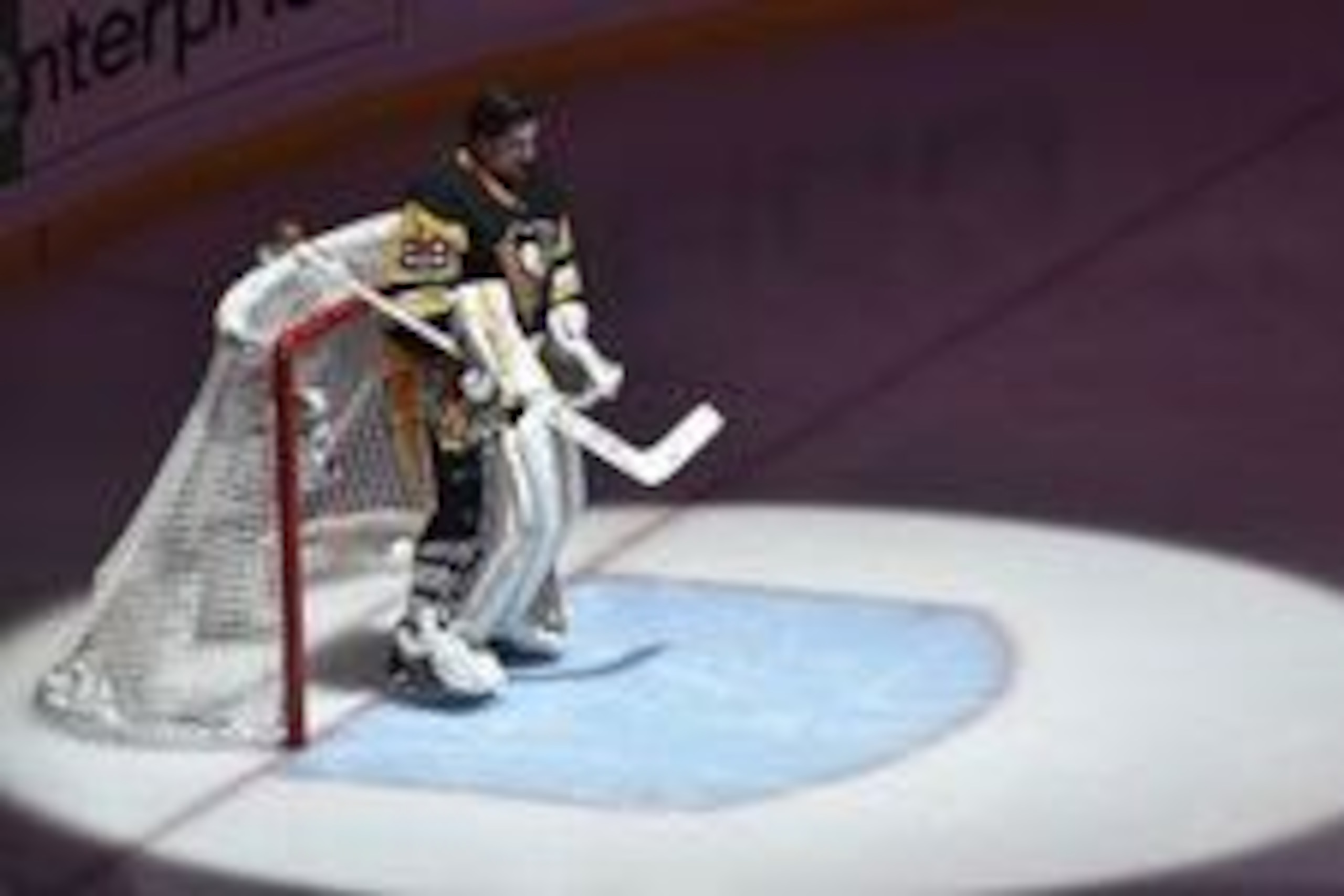 May 22, 2016; Pittsburgh, PA, USA; Pittsburgh Penguins goalie Marc-Andre Fleury (29) stands in net before the start of game five of the Eastern Conference Final of the 2016 Stanley Cup Playoffs against the Tampa Bay Lightning at Consol Energy Center. Tamp