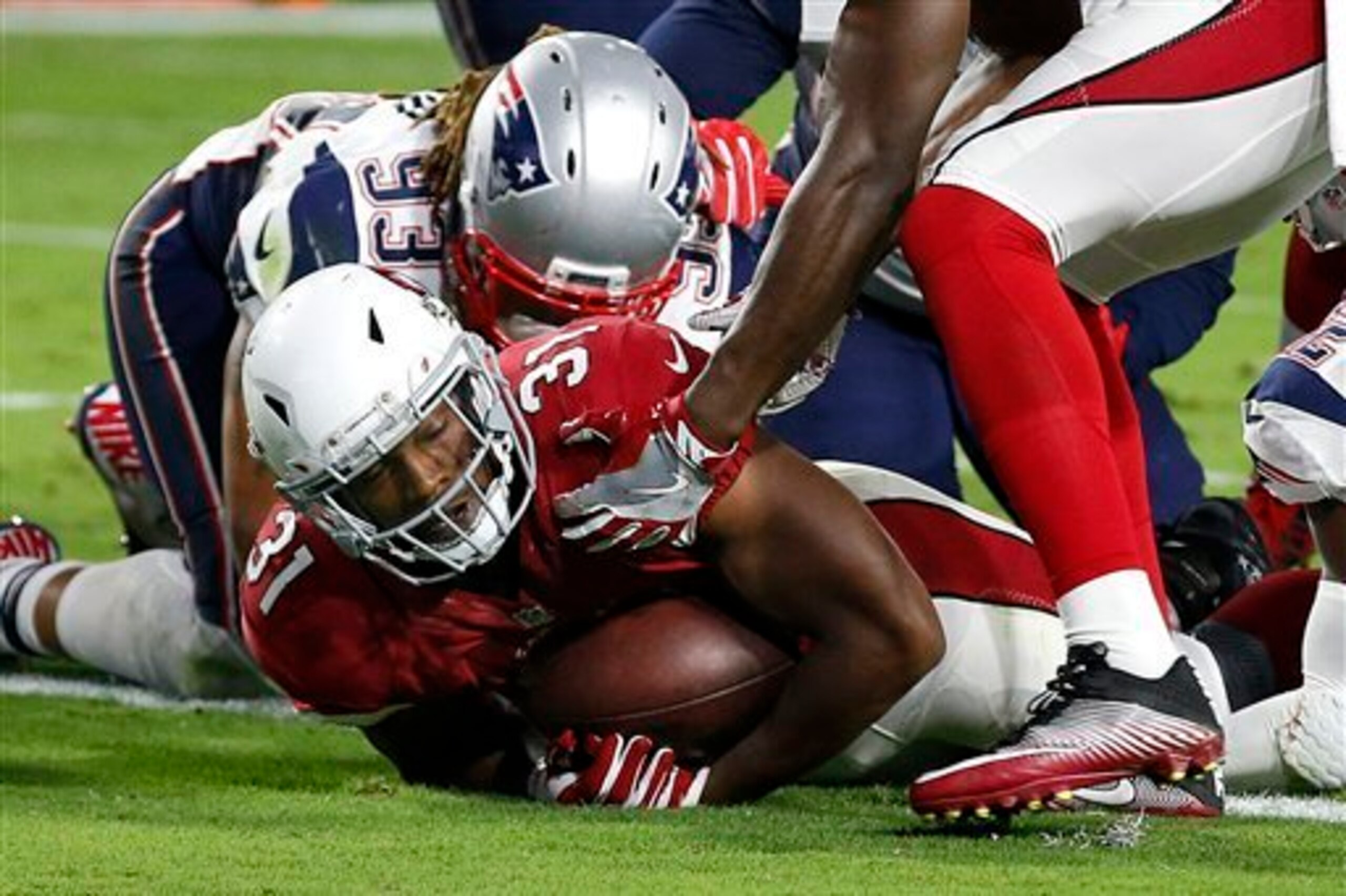 Cardinals running back David Johnson was grounded by the Patriots most of the contest.