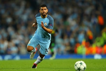 MANCHESTER, ENGLAND - SEPTEMBER 14:  Sergio Aguero of Manchester City in action during the UEFA Champions League match between Manchester City FC and VfL Borussia Moenchengladbach at Etihad Stadium on September 14, 2016 in Manchester, England.  (Photo by 