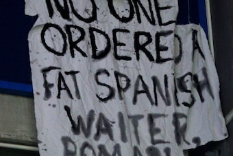 LONDON, ENGLAND - DECEMBER 05:  Chelsea fans protest at the appointment of Rafael Benitez as Chelsea manager during the UEFA Champions League group E match between Chelsea and FC Nordsjaelland at Stamford Bridge on December 5, 2012 in London, England.  (P