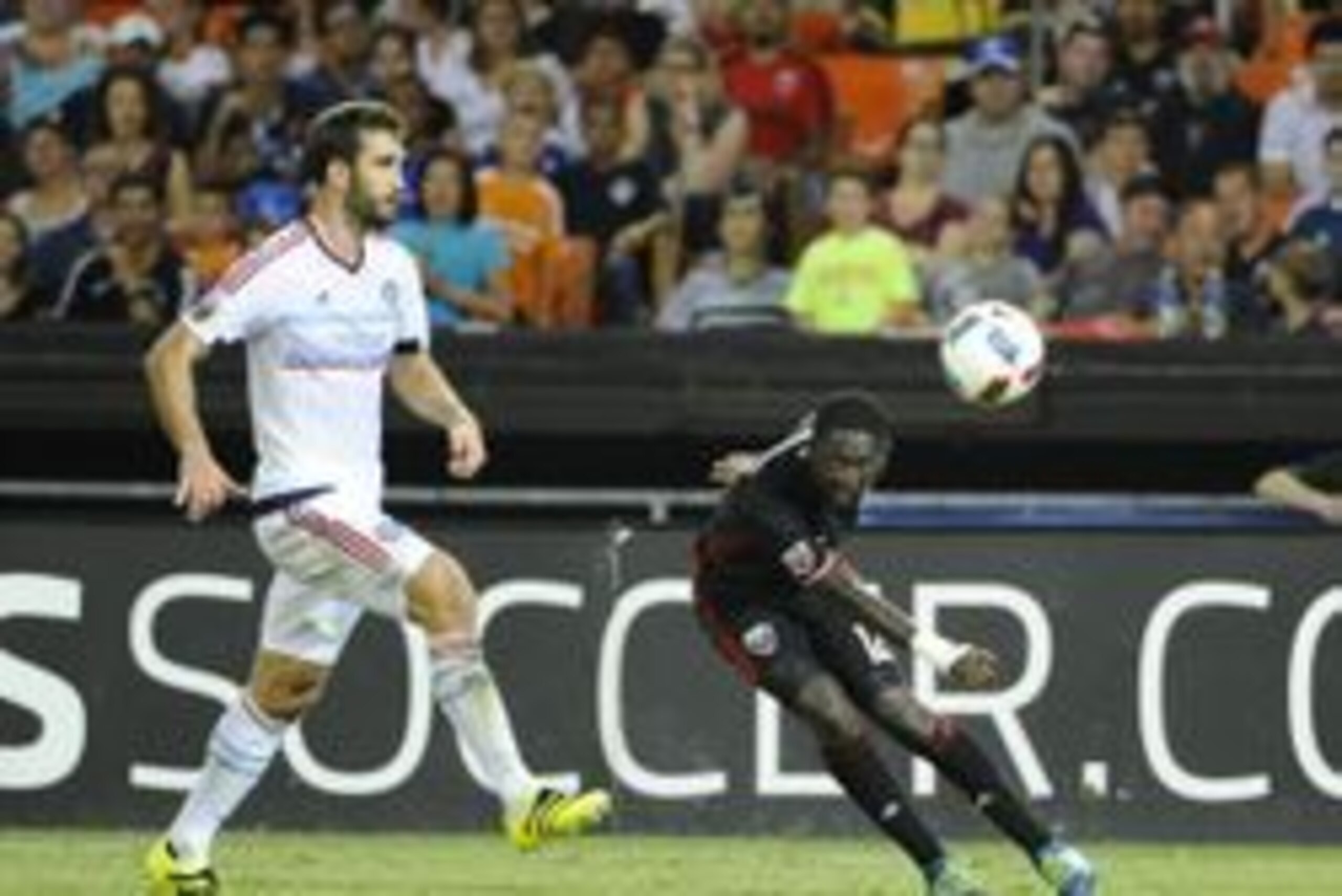 Aug 27, 2016; Washington, DC, USA; D.C. United forward Patrick Nyarko (12) controls the ball against the Chicago Fire during the second half at Robert F. Kennedy Memorial. D.C. United won 6-2. Mandatory Credit: Brad Mills-USA TODAY Sports
