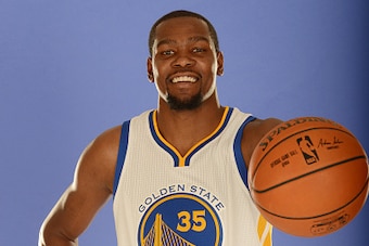 OAKLAND, CA - JULY 7:  Kevin Durant #35 of the Golden State Warriors poses for a portrait on July 7, 2016 in Oakland, California. NOTE TO USER: User expressly acknowledges and agrees that, by downloading and or using this photograph, user is consenting to