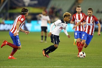 MELBOURNE, AUSTRALIA - JULY 29:  Marcus Edwards of Tottenham runs with the ball during 2016 International Champions Cup Australia match between Tottenham Hotspur and Atletico de Madrid at Melbourne Cricket Ground on July 29, 2016 in Melbourne, Australia. 