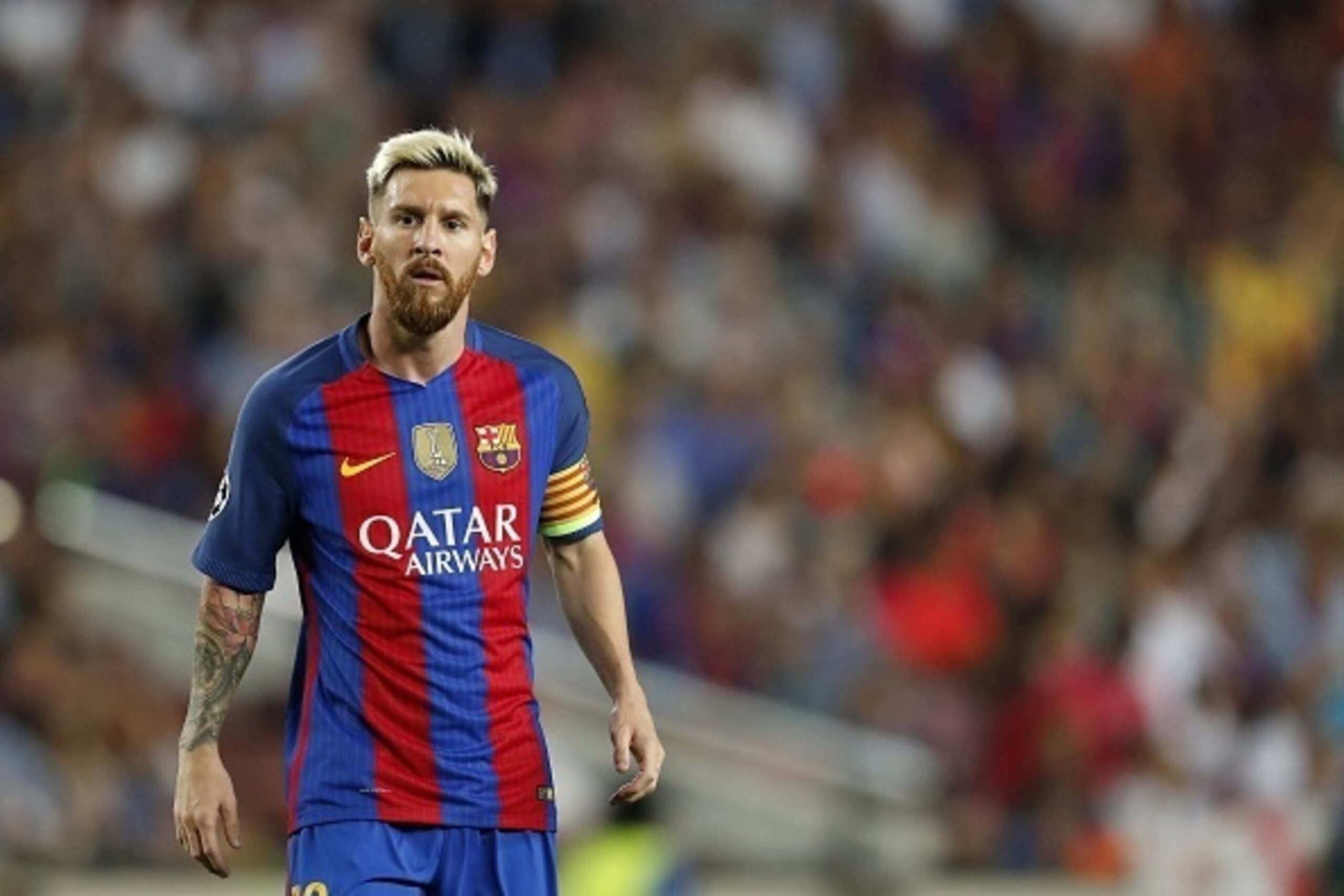 Lionel Messi of FC Barcelona during the UEFA Champions League group C match between FC Barcelona and Celtic on September 13, 2016 at the Camp Nou stadium in Barcelona, Spain.(Photo by VI Images via Getty Images)