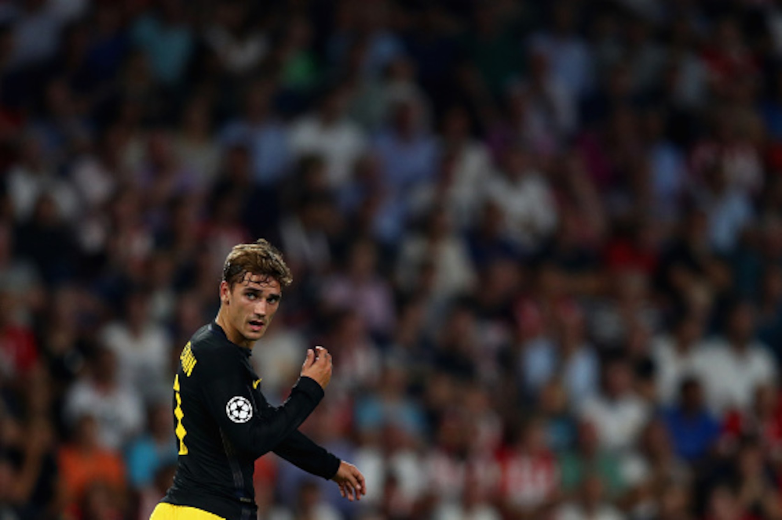 EINDHOVEN, NETHERLANDS - SEPTEMBER 13: Antoine Griezmann of Atletico Madrid looks on during the UEFA Champions League Group D match between PSV Eindhoven and Club Atletico de Madrid at Philips Stadion on September 13, 2016 in Eindhoven, Netherlands .  (Ph