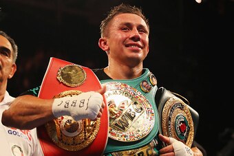 LONDON, ENGLAND - SEPTEMBER 10:  Gennady Golovkin celebrates victory over Kell Brook after their World Middleweight Title contest at The O2 Arena on September 10, 2016 in London, England.  (Photo by Richard Heathcote/Getty Images)
